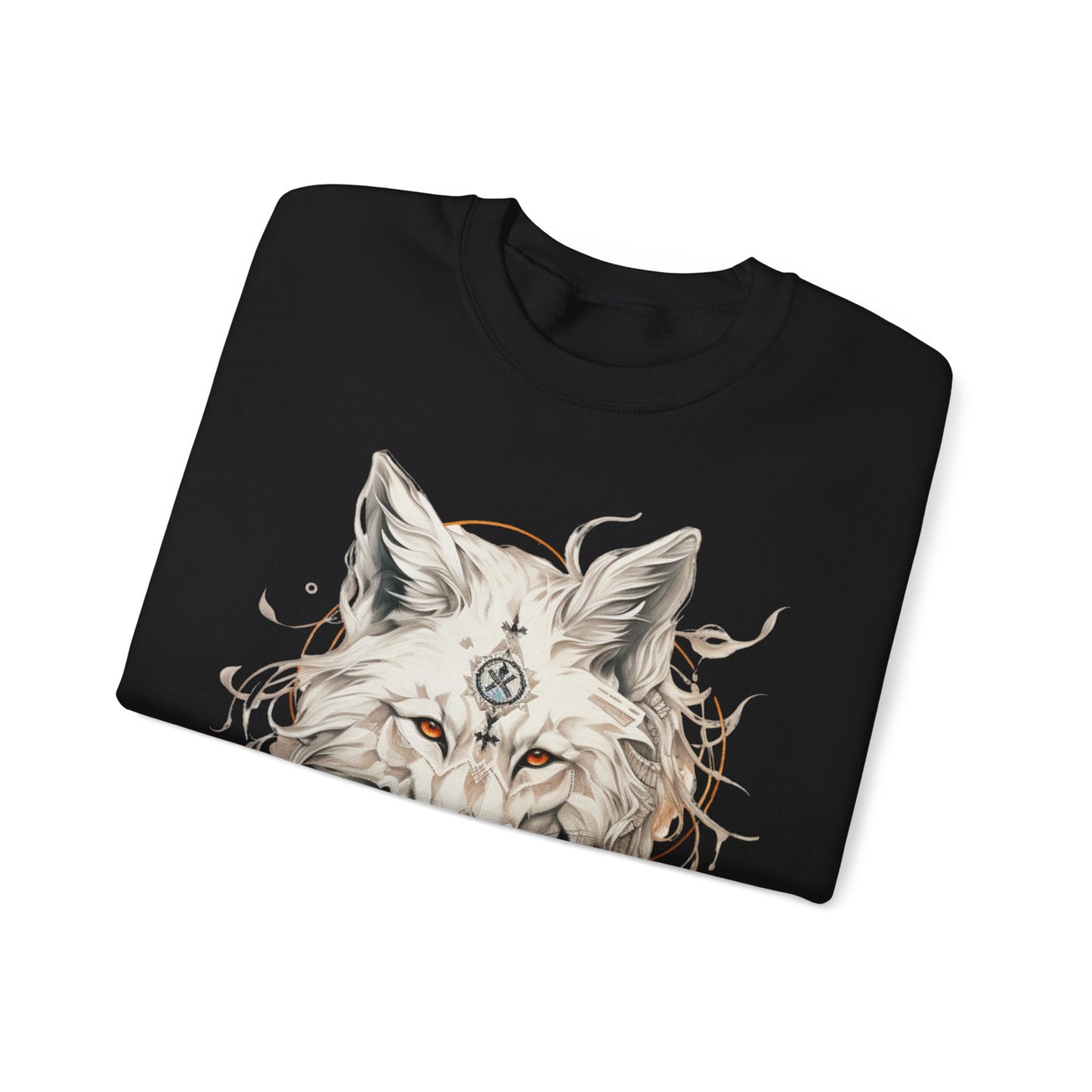 Tribal Style White Wolf, Lone Wolf Sweatshirt, Wolf Totem Gift, Canada, Northern US Wolf Conservation Shirt Unisex Sweatshirt Sweat Shirt