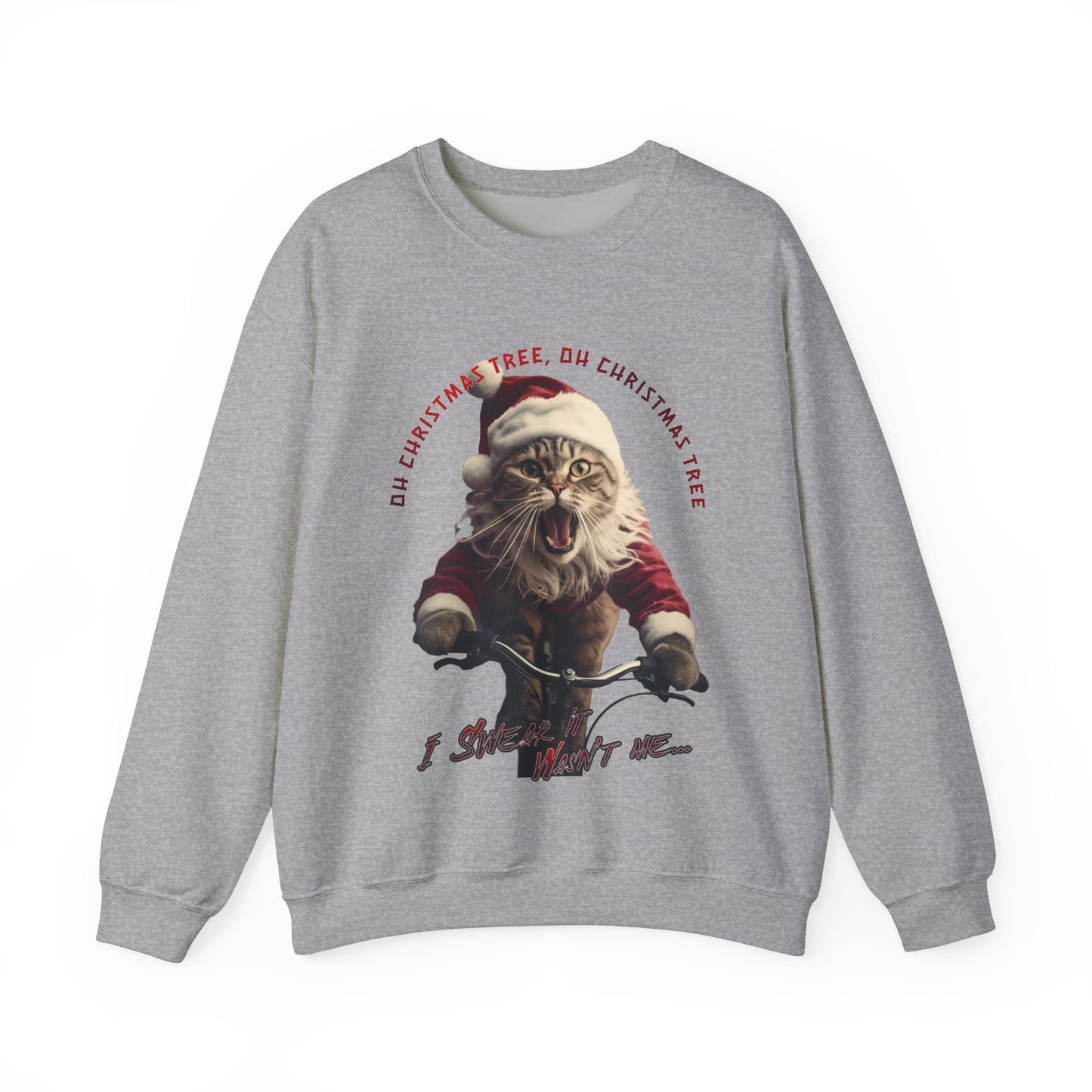 Christmas Cat, Cats on Bikes, Christmas Caroling Cats - Unisex Long Sleeve Jersey Cotton Shirt Mens Women's Cat Gift Oh Christmas Tree