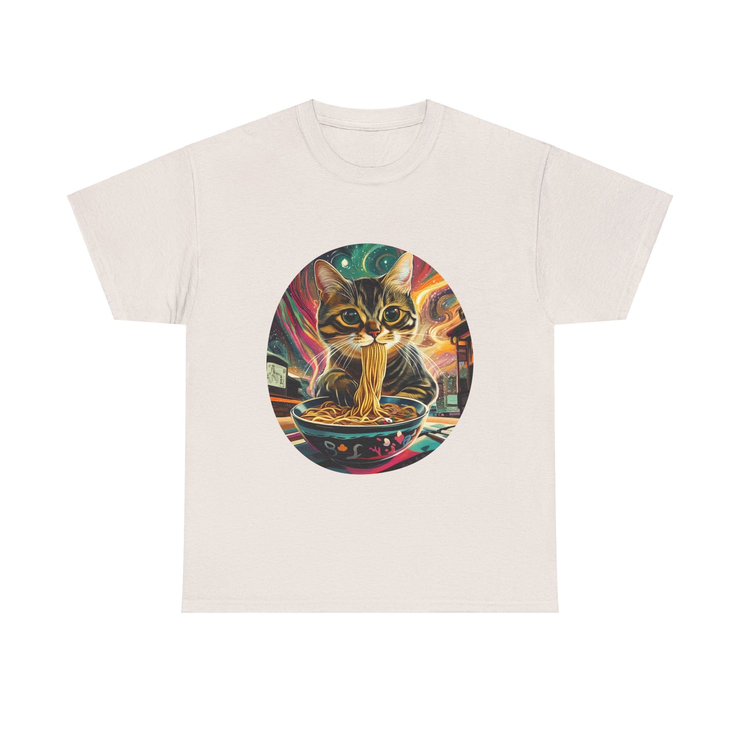 Ramen Cat (Ver 6), Cats and Ramen, Ramen Art Gift - Cute Cats Unisex Heavy Cotton Tee T-Shirt