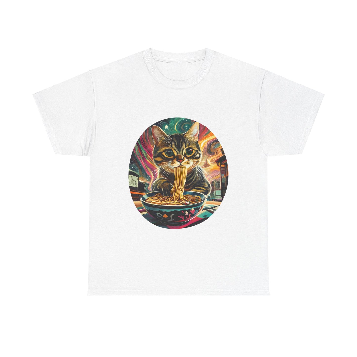 Ramen Cat (Ver 6), Cats and Ramen, Ramen Art Gift - Cute Cats Unisex Heavy Cotton Tee T-Shirt