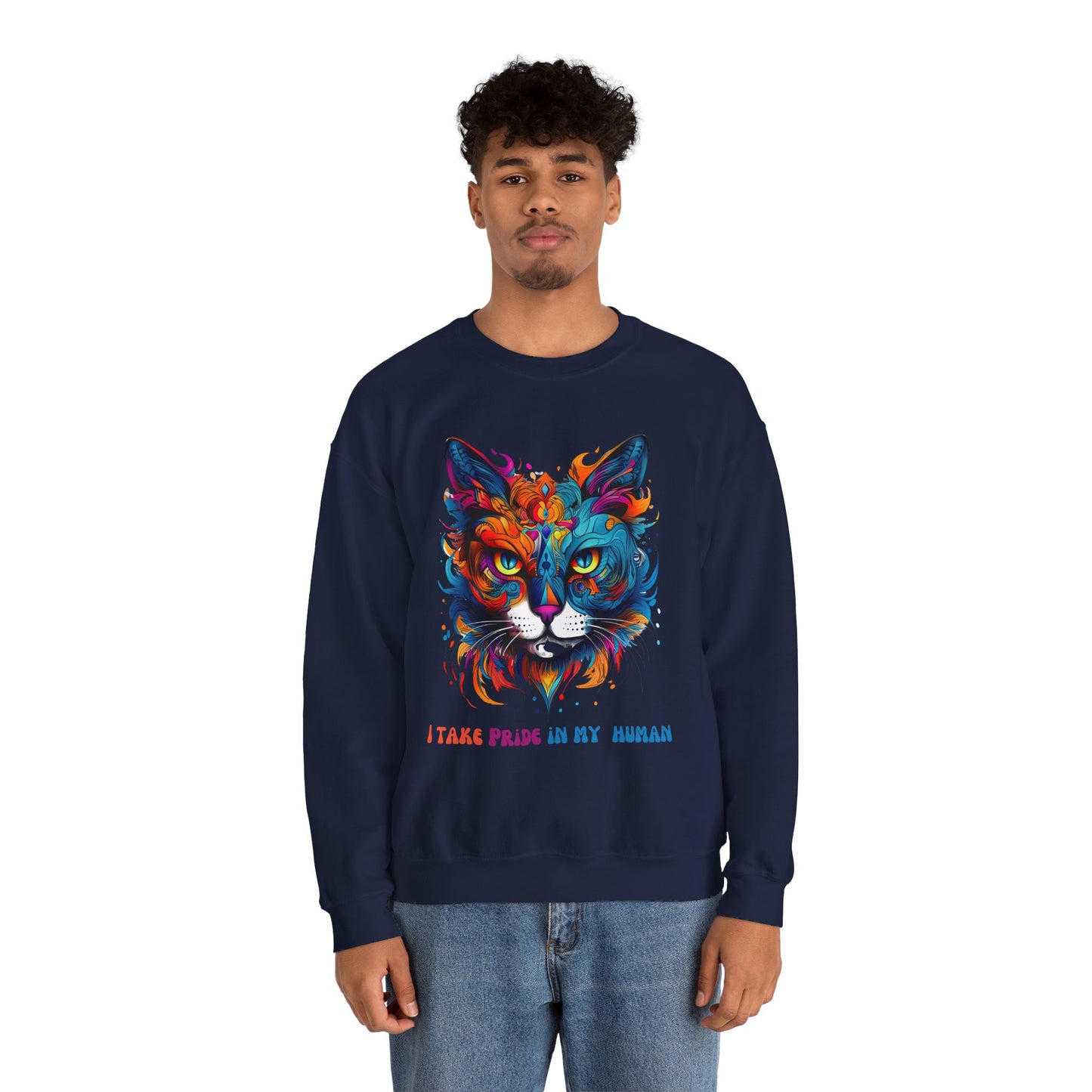 "I Take Pride in My Human" Pride Cat Sweatshirt, Cat Lovers Gift, Kitty Cat LGBTQ+ Shirt Unisex Sweatshirt Sweat Shirt, Many Colors