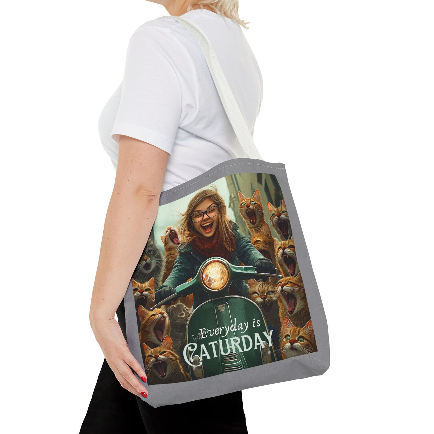 "Every Day is Caturday" Childless Cat Lady Tote Bag - Childless Cat Lady Tote Bag (AOP)