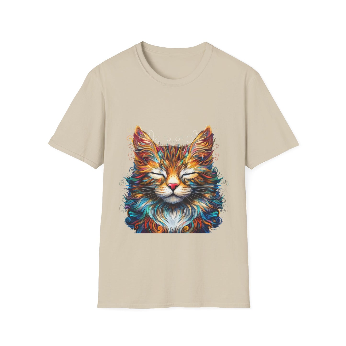 Chill Vibe Meditating Cat Shirt, Cat Lover's Graphic Tee Graphic Unisex T- Shirt, T-Shirt Cat Lovers Gift Softstyle T-Shirt Tee Teeshirt Stylized Cat