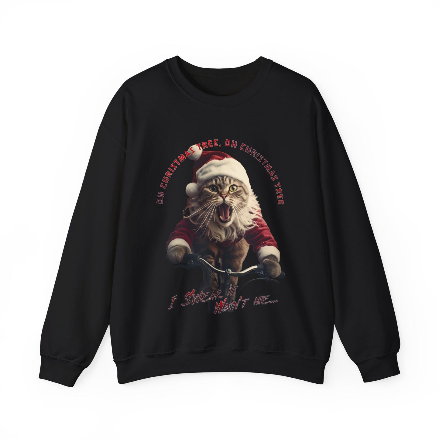 Christmas Cat, Cats on Bikes, Christmas Caroling Cats - Unisex Long Sleeve Jersey Cotton Shirt Mens Women's Cat Gift Oh Christmas Tree