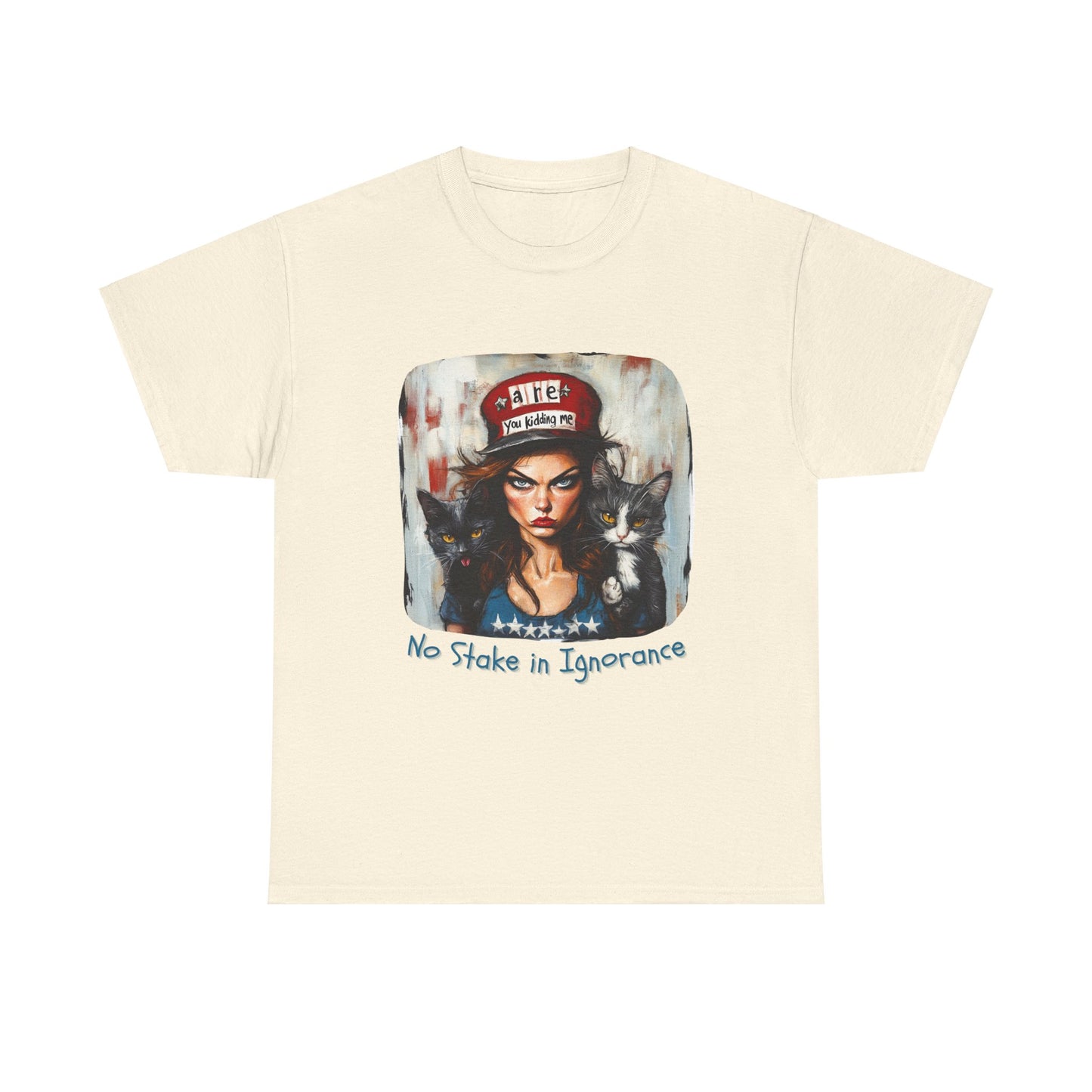 Childless Cat Lady Shirt - "No Stake in Ignorance" - , Say NO to Ignorance - Unisex Heavy Cotton Tee