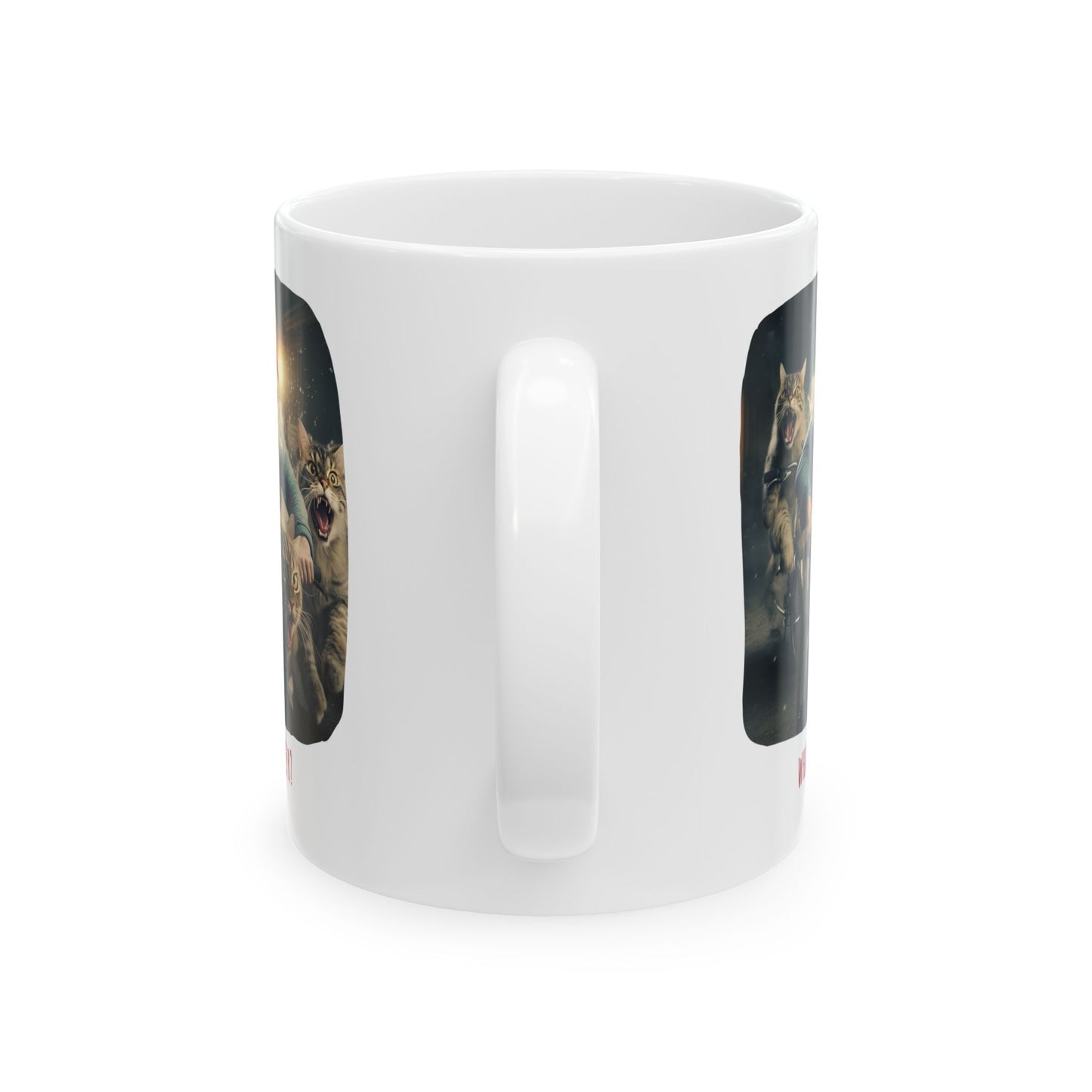 What Reindeer? Crazy Cat Man, Cat Santa Fun Cat Christmas Gift Mug, Cat Lover Enthusiast Printed Ceramic Mug 11oz