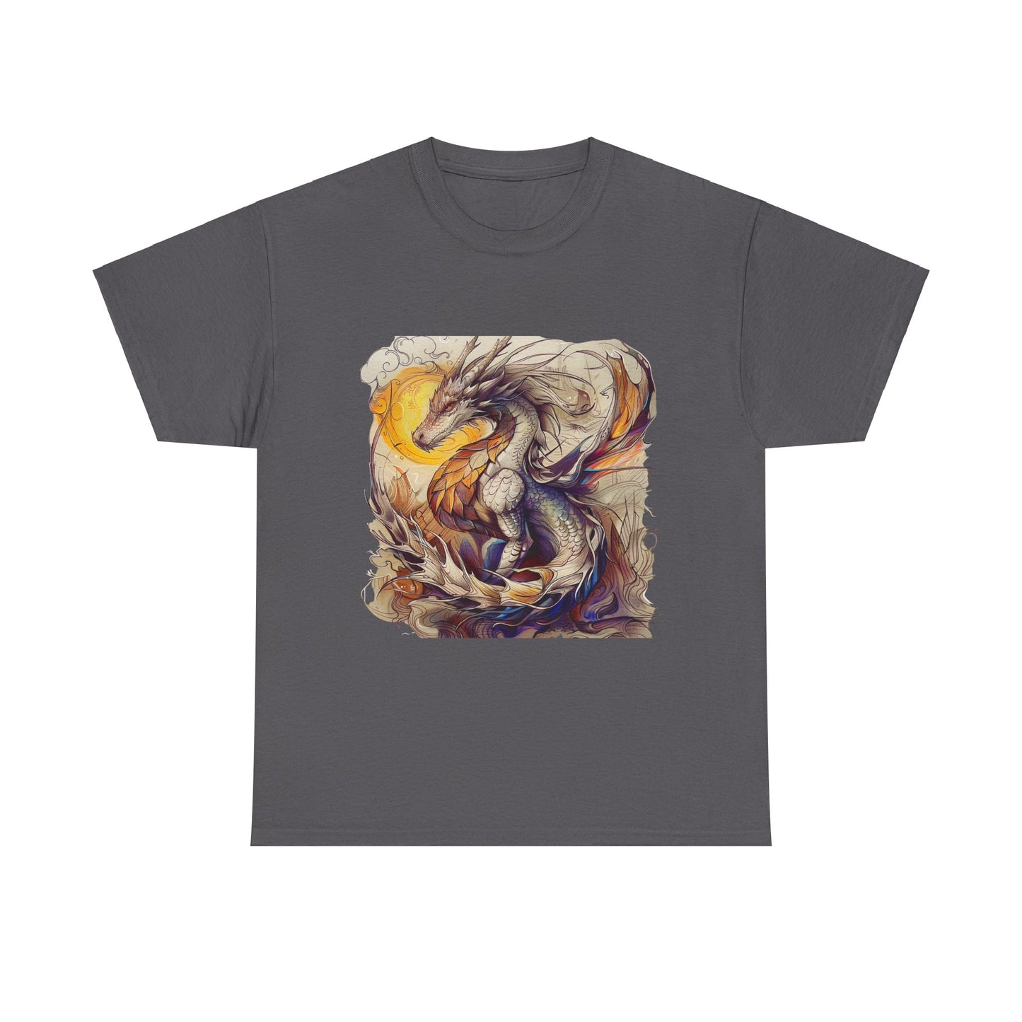White Light Dragon Graphic Tee - Dragon T-shirt - Dragon Lovers Unisex Heavy Cotton Tee T-Shirt