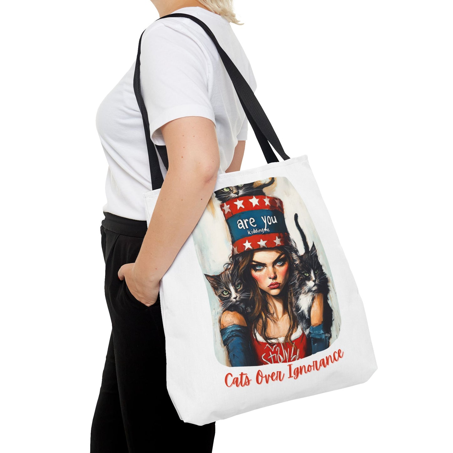 "Cats Over Ignorance" Childless Cat Lady Tote Bag (AOP)