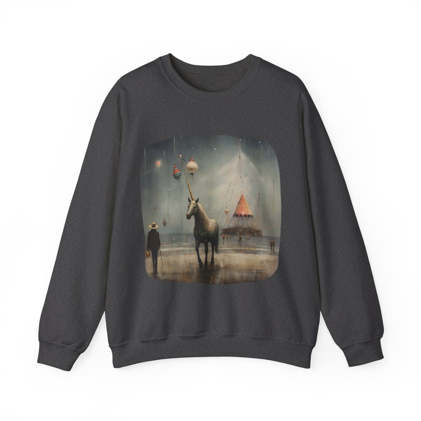 Unicorn on a Pier, Lone Unicorn Holiday Sweatshirt, Whimsical HolidayUnicorn Gift, Christmas Shirt Unisex Sweatshirt Sweat Shirt