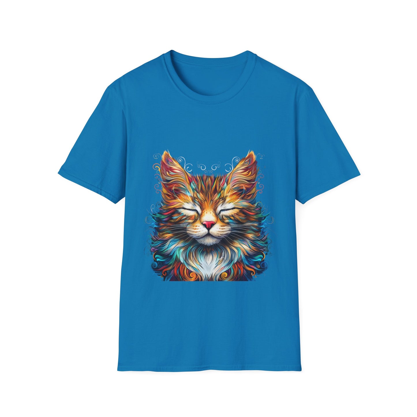Chill Vibe Meditating Cat Shirt, Cat Lover's Graphic Tee Graphic Unisex T- Shirt, T-Shirt Cat Lovers Gift Softstyle T-Shirt Tee Teeshirt Stylized Cat
