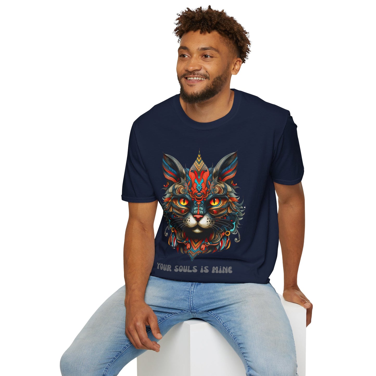 Your Soul is Mine Cat Lover's Unisex Tee Shirt, T-Shirt Cat Lovers Gift Softstyle T-Shirt Tee Teeshirt Stylized Exotic Cat