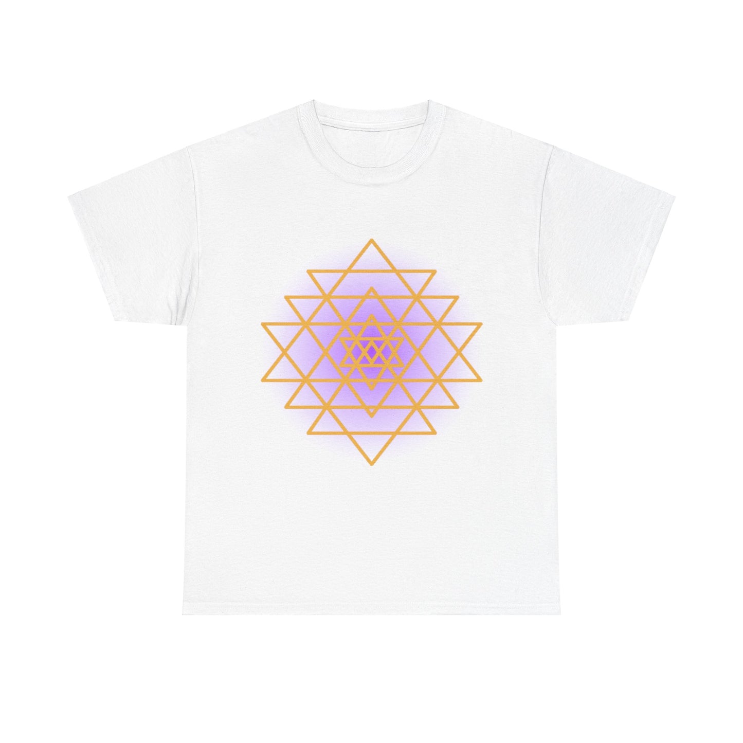 Sacred Geometry Sri Yantra, Purple Glow, Shree Yantra, Shri Chakra Nava Chakra Shirt - Graphic Tee - Yoga, Zen, Hindu Gifts Unisex Heavy Cotton Graphic Tee T-Shirt
