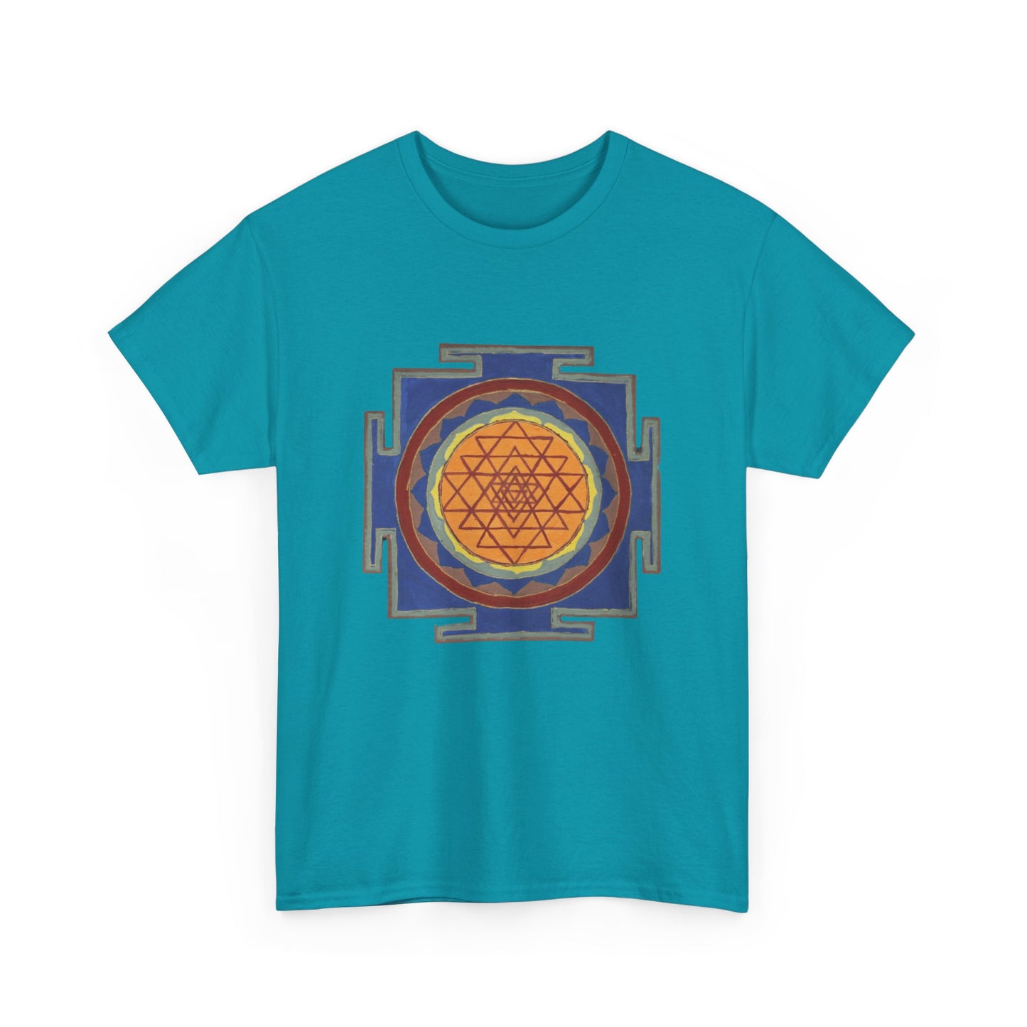 Antique Style Sacred Geometry, Sri Yantra Graphic Tee - Yoga, Zen, Meditation Gifts Heavy Cotton Graphic Tee T-Shirt