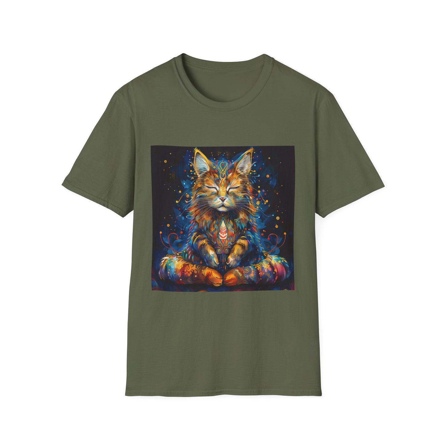 Zen Cat, Chill - Meditating Cat Shirt, Cat Lover's Graphic Tee Graphic Unisex T- Shirt, T-Shirt Cat Lovers Gift Softstyle T-Shirt Tee Teeshirt Stylized Cat
