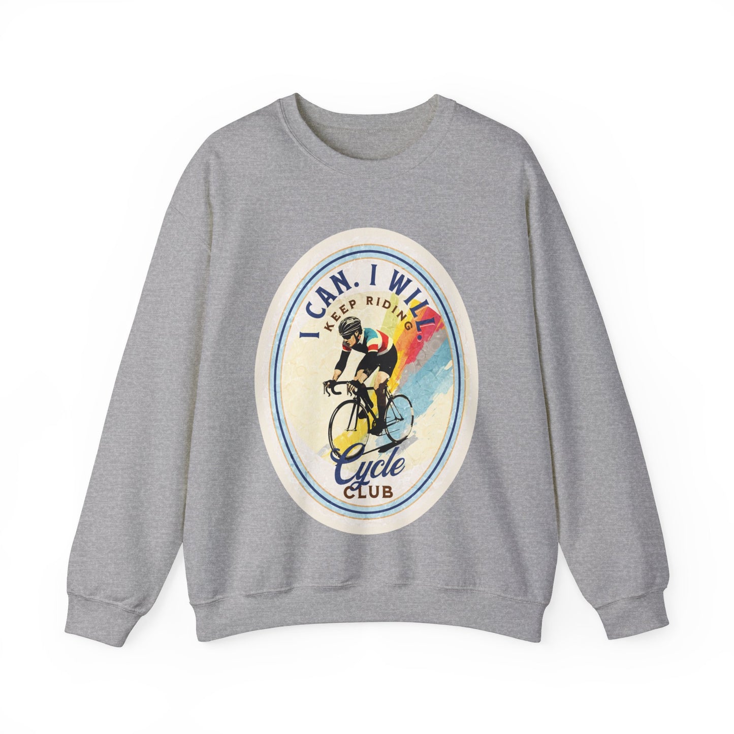 Cycle Club. I Can I Will Bicycle Gift Cycling Lovers Gift - Inspirational Unisex Long Sleeve Jersey Cotton Shirt Mens Women's Sweatshirt Sweat Shirt