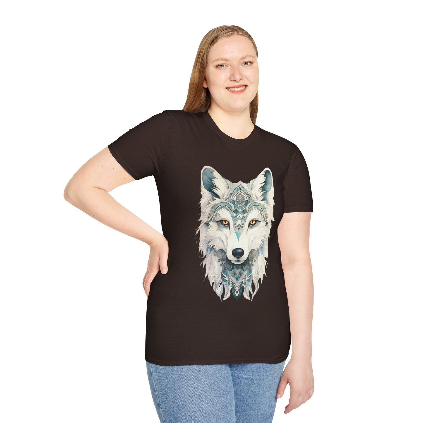 Snow Wolf, White Wolf Shirt, Lone Wolf Gift Unisex Tee Shirt, T-Shirt Wolf Totem Spirit Medicine Softstyle T-Shirt Tee Teeshirt