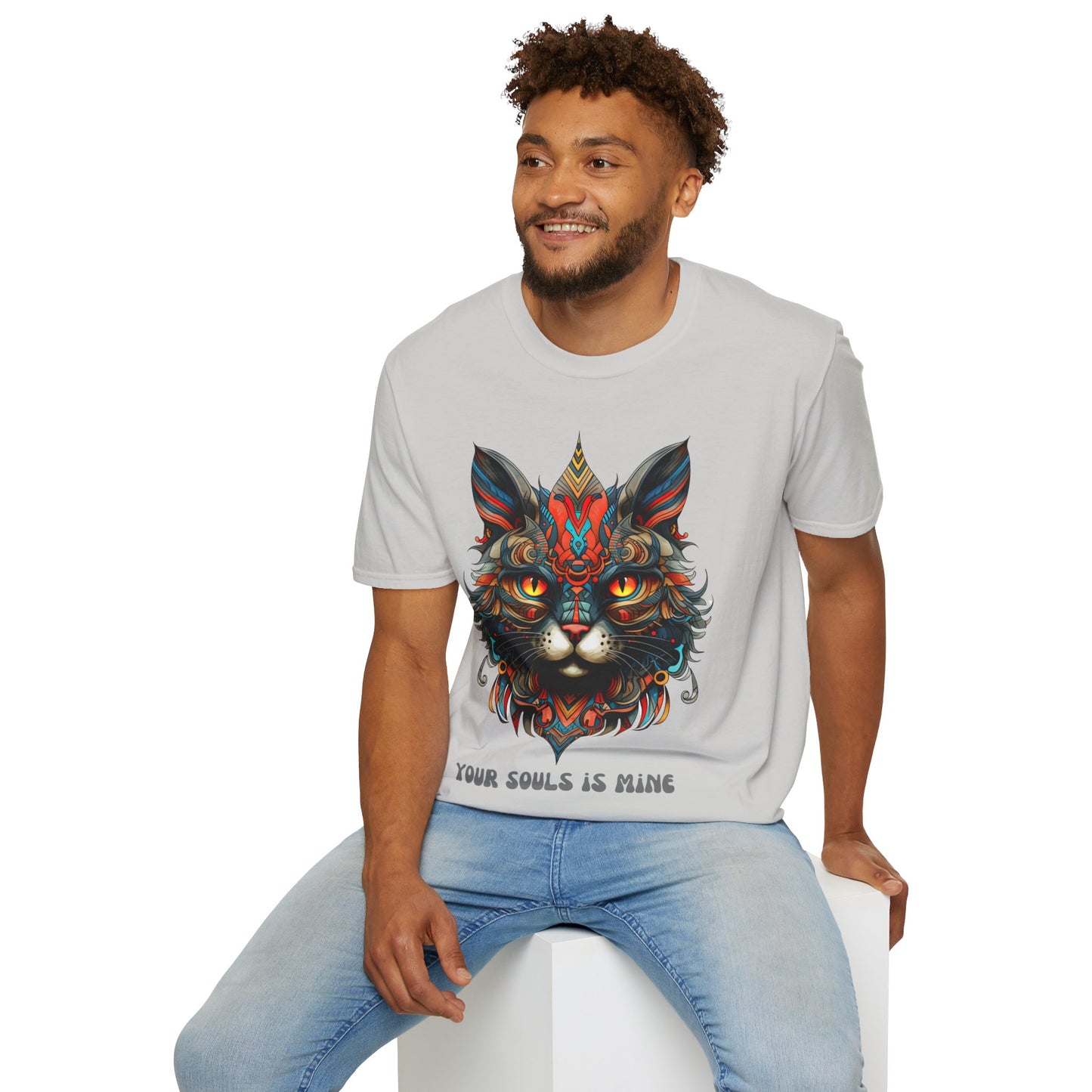 Your Soul is Mine Cat Lover's Unisex Tee Shirt, T-Shirt Cat Lovers Gift Softstyle T-Shirt Tee Teeshirt Stylized Exotic Cat