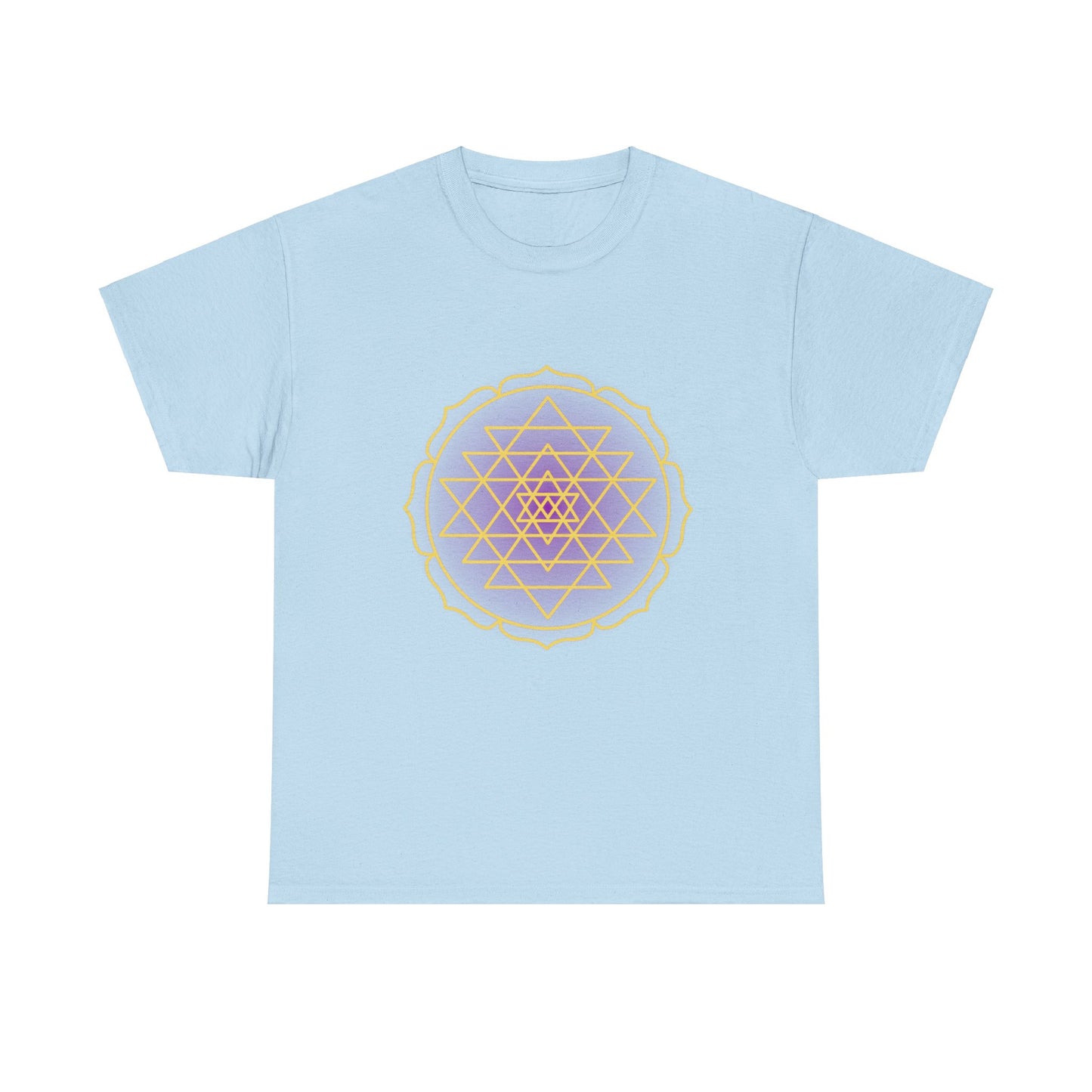 Sri Yantra, Purple Glow, Shree Yantra, Shri Chakra Nava Chakra Shirt - Graphic Tee - Yoga, Zen, Hindu Gifts Unisex Heavy Cotton Graphic Tee T-Shirt
