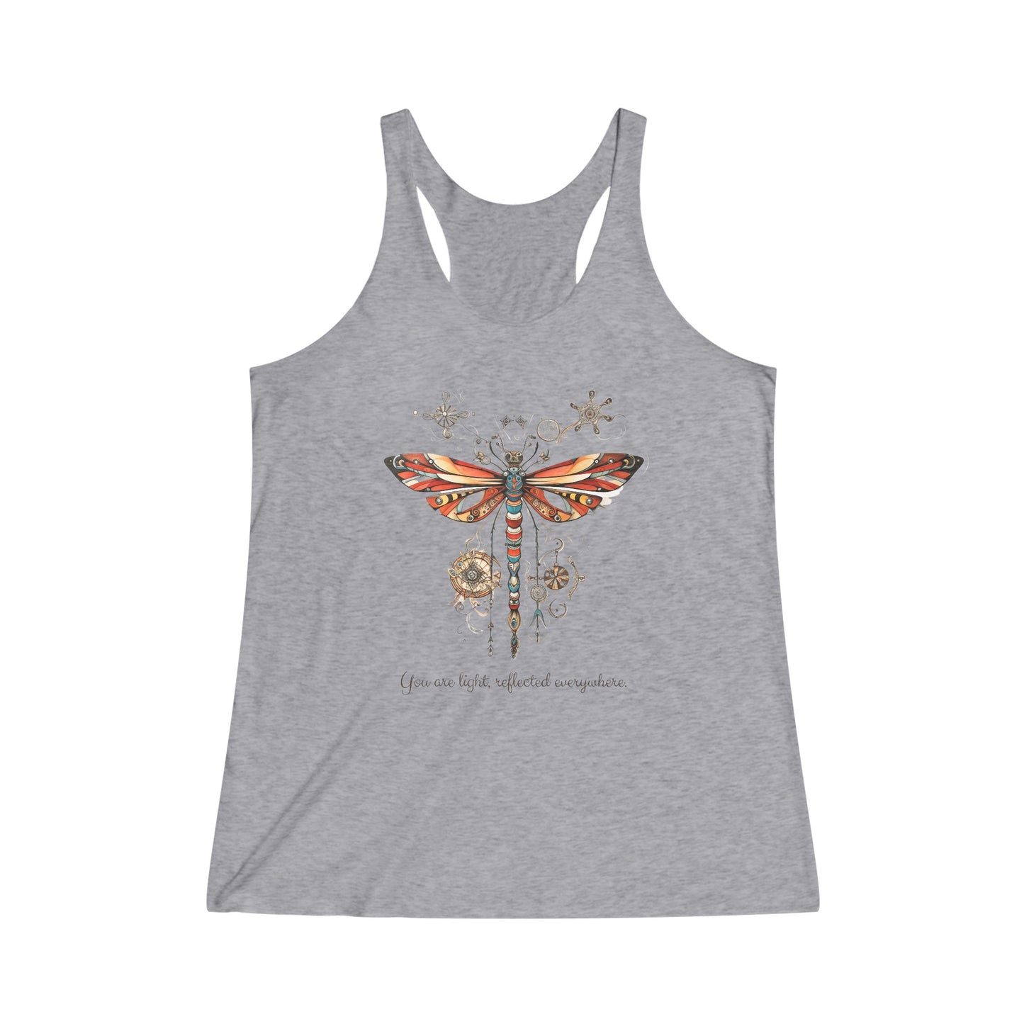 "You are Light" Dragonfly Tank Top - Dragon Fly Shirt Gift Women's Yoga Athletic Racerback Tank Top Shirt for the Dragonfly Lover or positive affirmation
