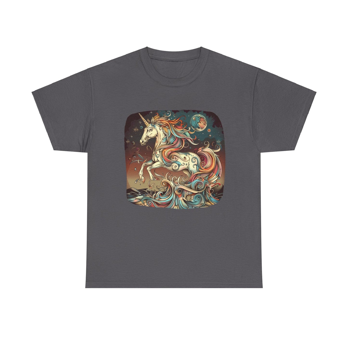Beach Vibes Unicorn - Unicorn Lovers Graphic Tee Unisex Heavy Cotton Tee T-Shirt