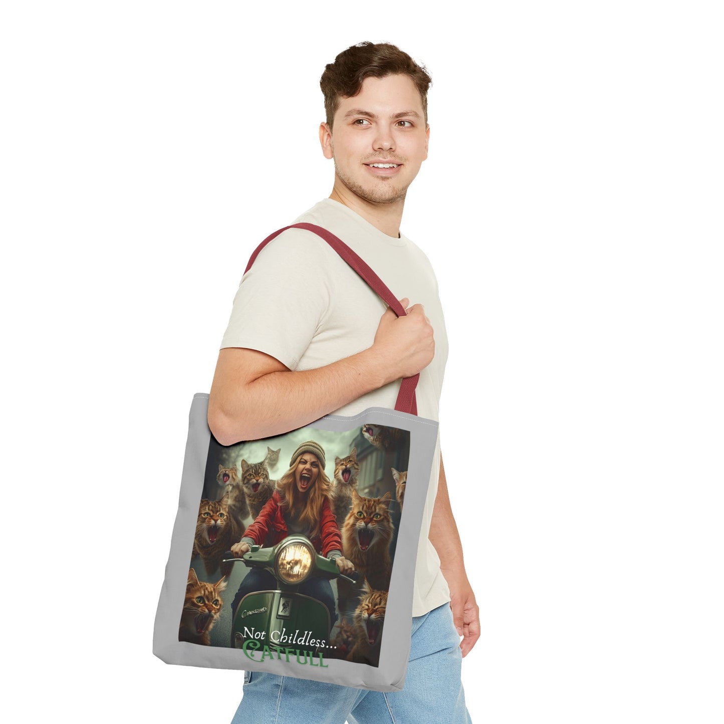 "Not Childless... Catfull" Cat Lady Tote Bag Childless Cat Lady Tote Bag (AOP)