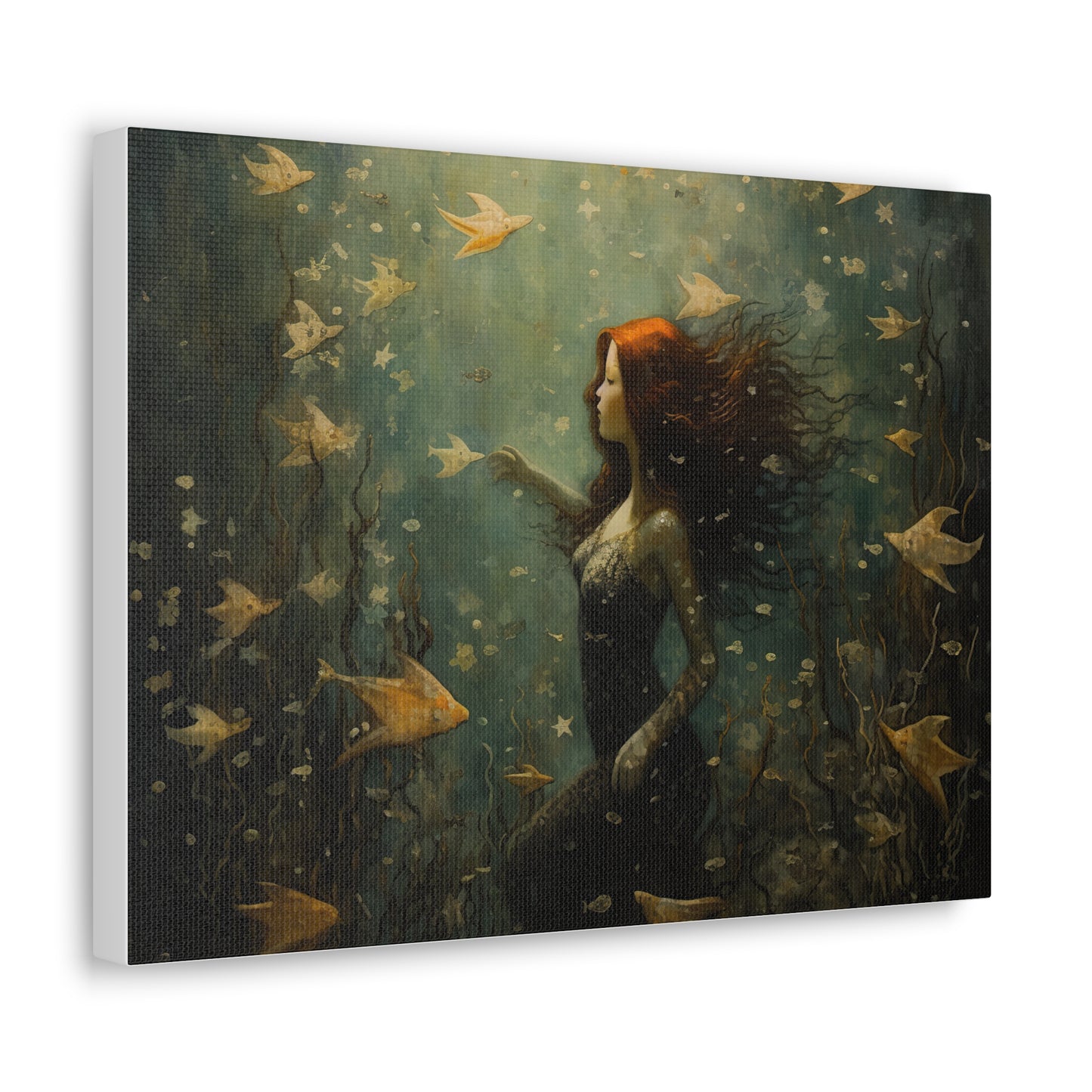 Mermaid Wall Art, Underwater Scene, Mystical Wall Art, Canvas, Kids or Adults Room, Creative Wall Art Painting Pastel