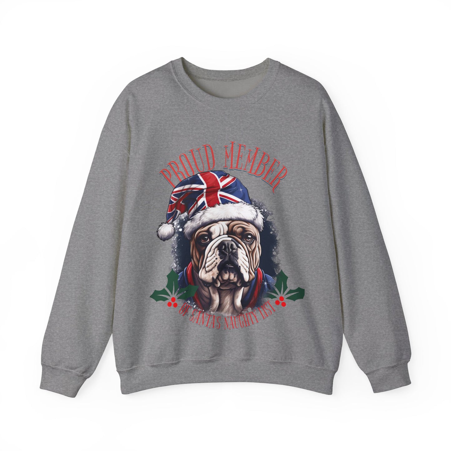 Santa's Naughty List British English Bulldog Anglophile Christmas Unisex Long Sleeve Jersey Cotton Shirt Mens Womens Sweatshirt Sweat Shirt