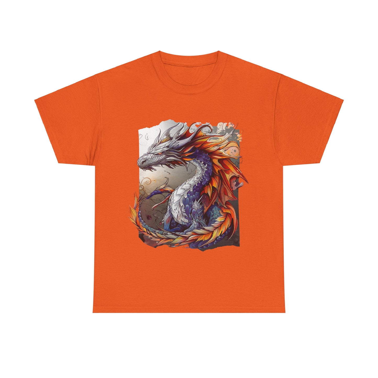 Purple Ancestor Dragon Graphic Tee - Dragon T-shirt - Dragon Lovers Unisex Heavy Cotton Tee T-Shirt