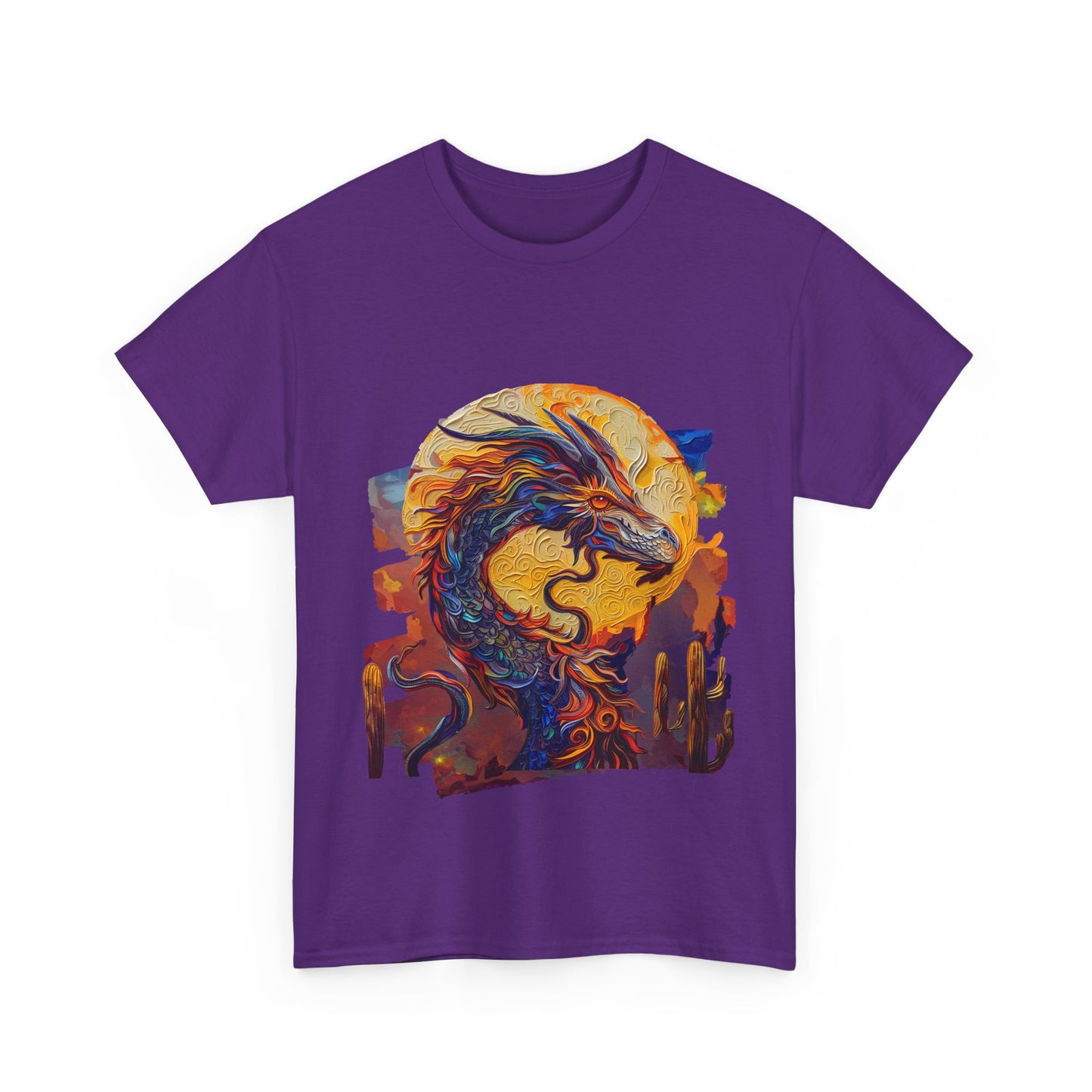 Desert Solar Dragon Graphic Tee - Dragon T-shirt - Dragon Lovers Unisex Heavy Cotton Tee T-Shirt