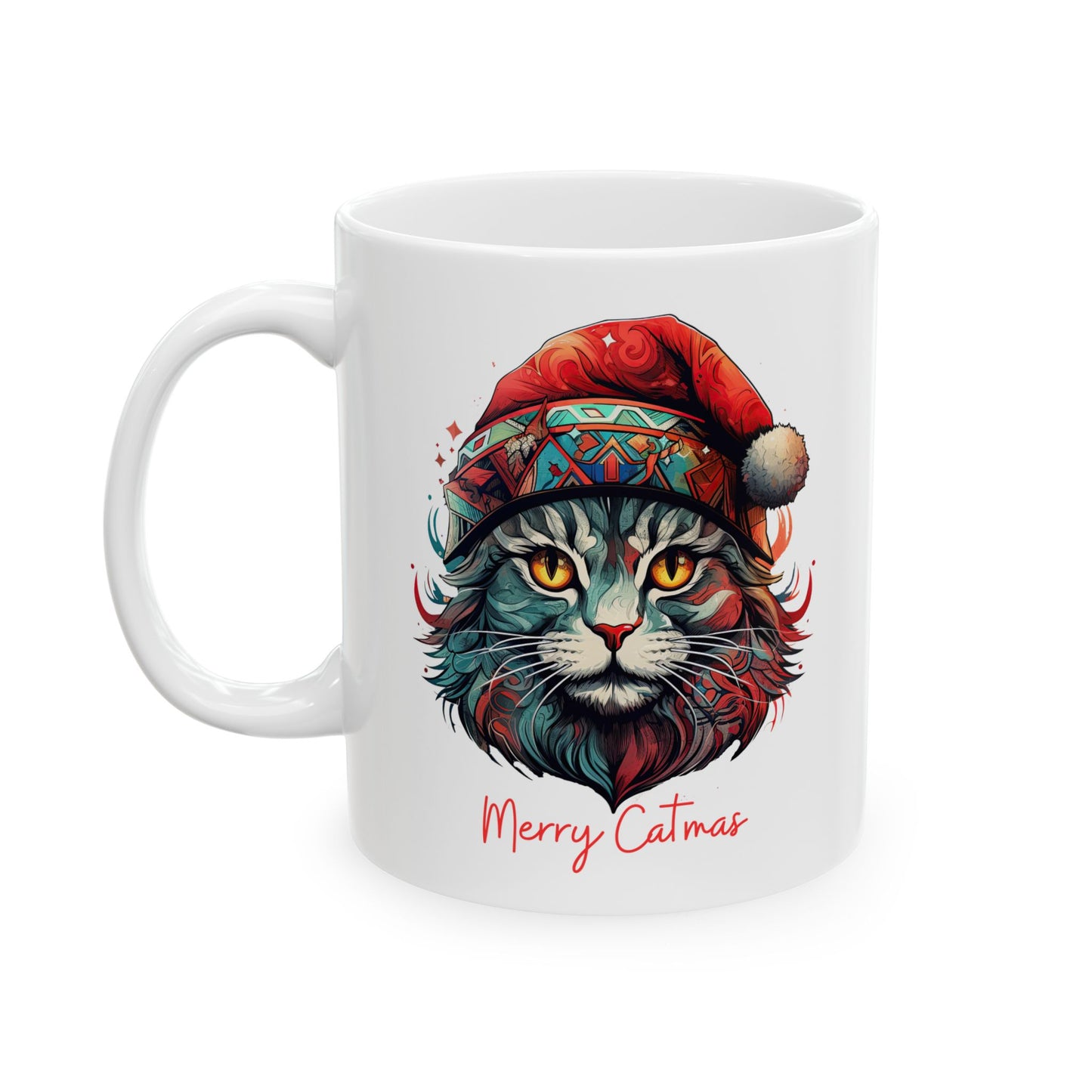 Merry Catmas, Christmas Cat Mug, Christmas Gift Mug, Cat Lover Cat Enthusiast Printed Ceramic Mug 11oz Cat Mom, Cat Family, Cat Dad Gift
