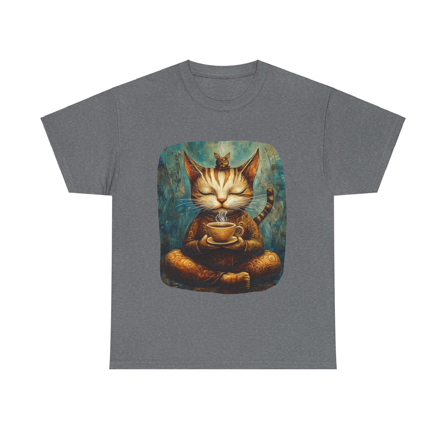Coffee Cat (Ver 5) - Cats and Coffee , Tea Shirt - T-shirt Coffee Lover - Cat Lover Unisex Heavy Cotton Tee T-Shirt