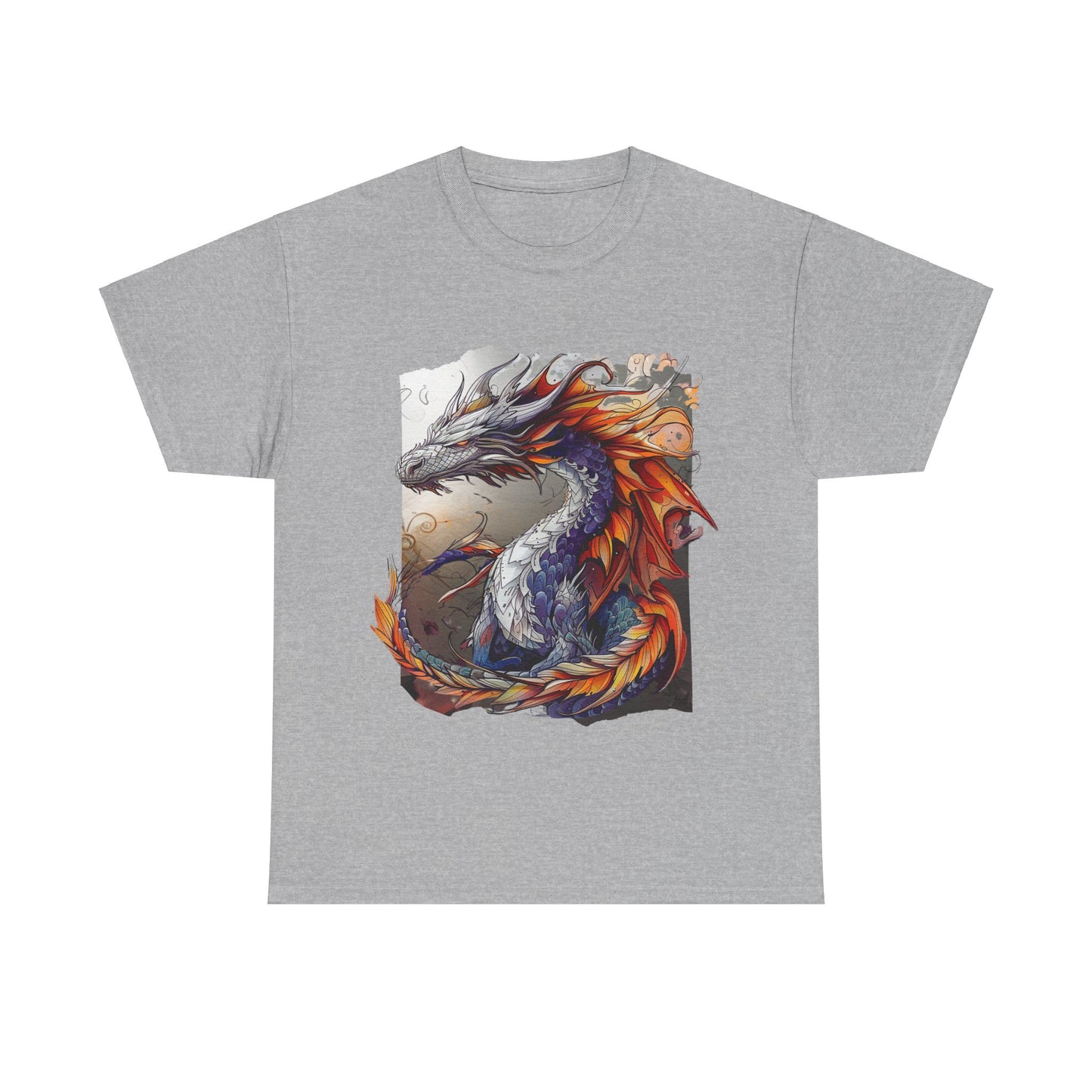 Purple Ancestor Dragon Graphic Tee - Dragon T-shirt - Dragon Lovers Unisex Heavy Cotton Tee T-Shirt