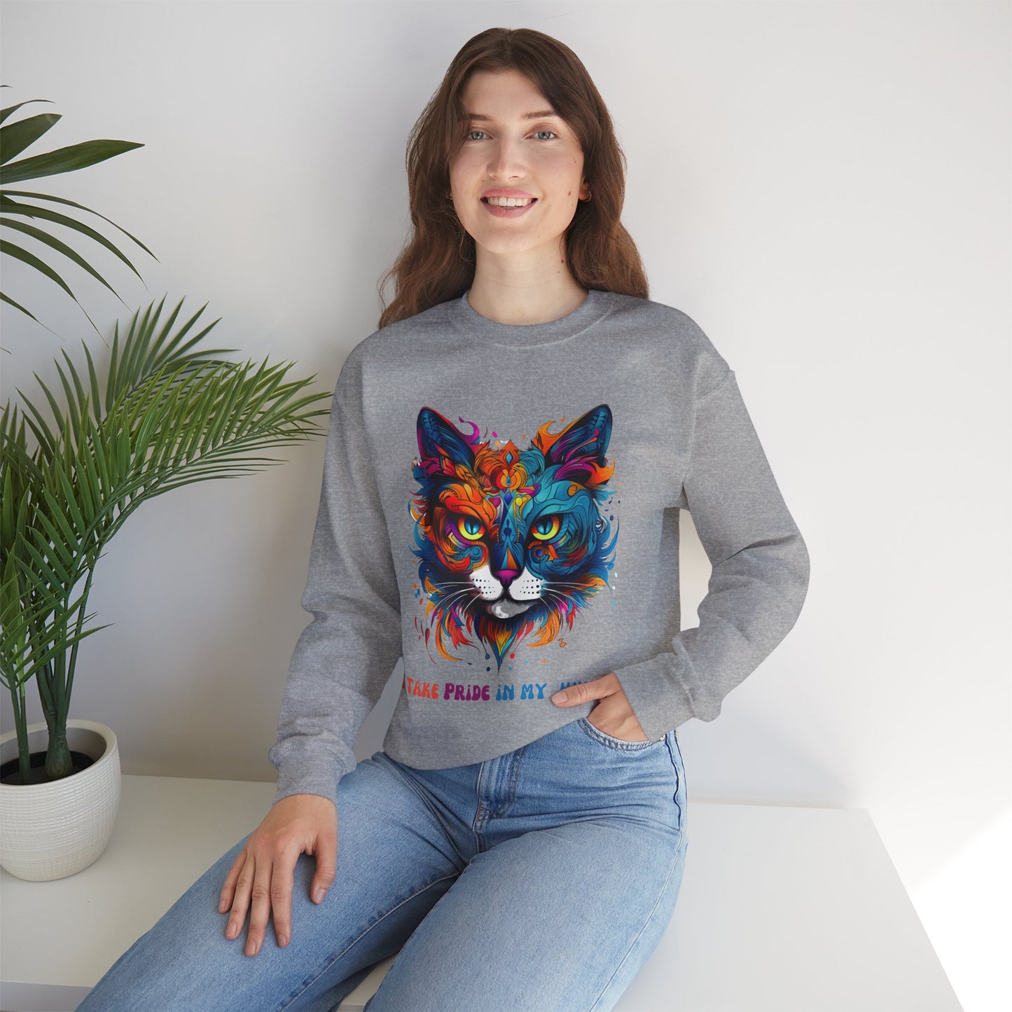"I Take Pride in My Human" Pride Cat Sweatshirt, Cat Lovers Gift, Kitty Cat LGBTQ+ Shirt Unisex Sweatshirt Sweat Shirt, Many Colors