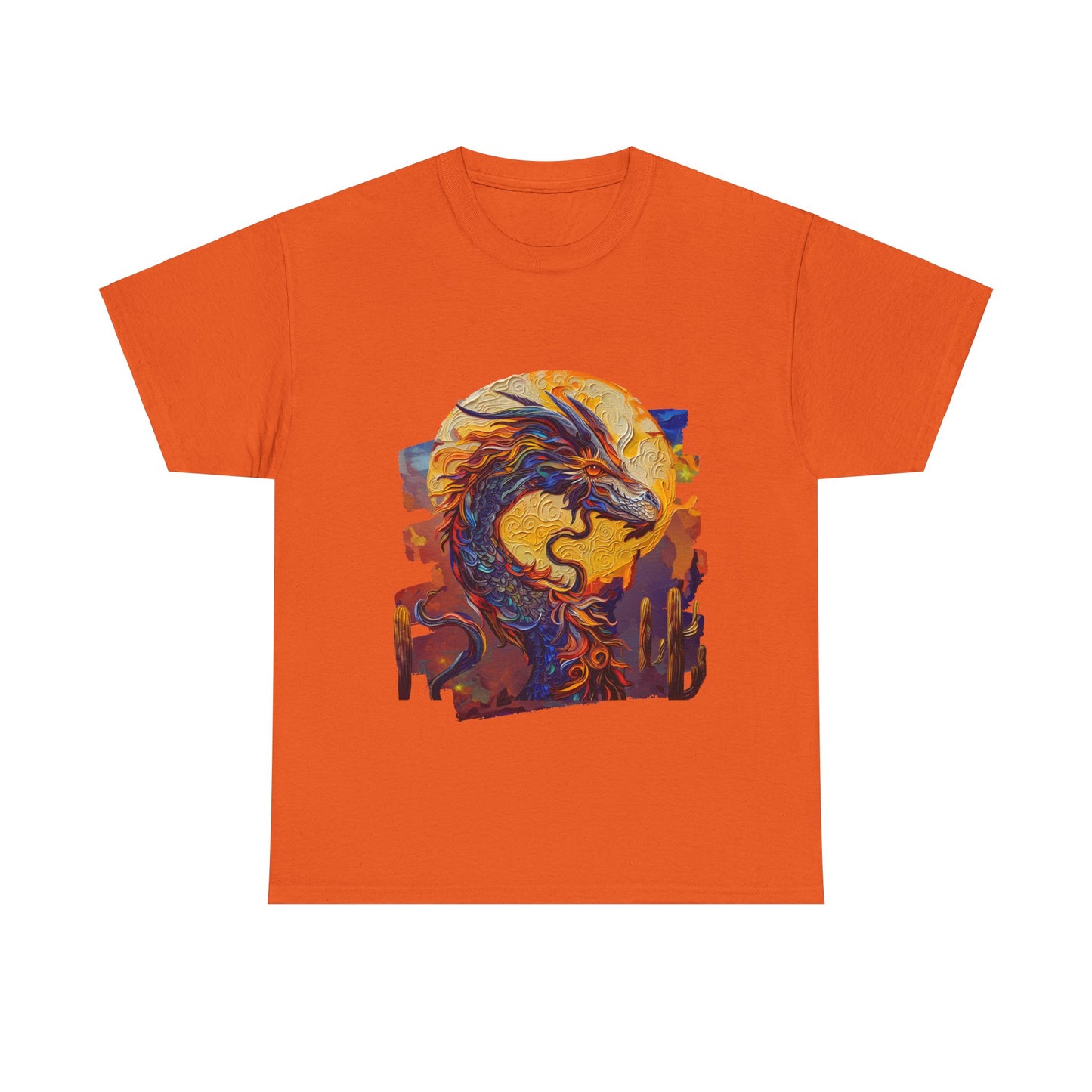 Desert Solar Dragon Graphic Tee - Dragon T-shirt - Dragon Lovers Unisex Heavy Cotton Tee T-Shirt