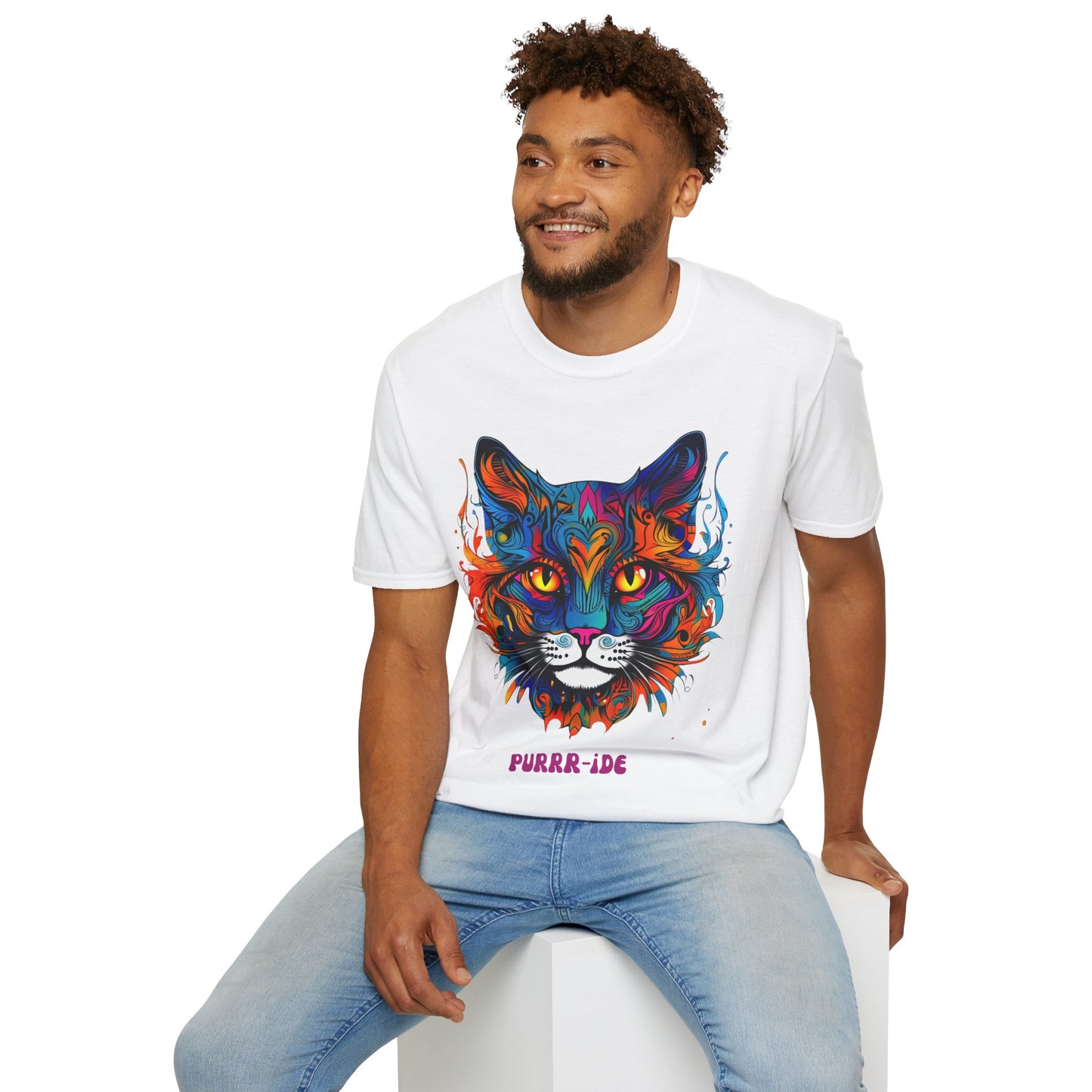 Pride - Purride Cat Shirt, Cat Lover's Christmas Gift Unisex Tee Shirt, T-Shirt Cat Lovers Gift Softstyle T-Shirt Tee Teeshirt LGBTQ+ Gift
