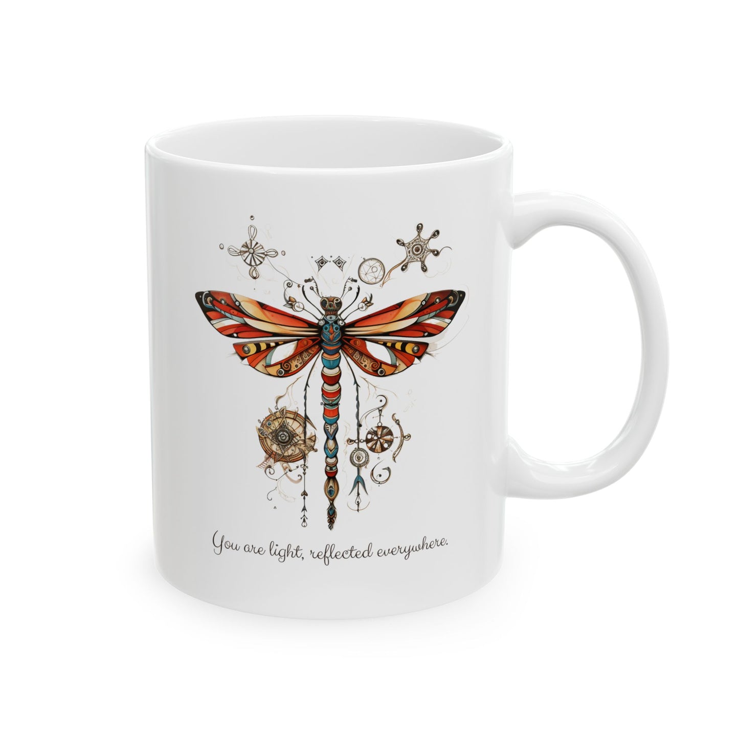 Dragonfly Lovers Gift, Dragonfly Mug, Dragon Fly Printed Ceramic Mug 11oz Colorful