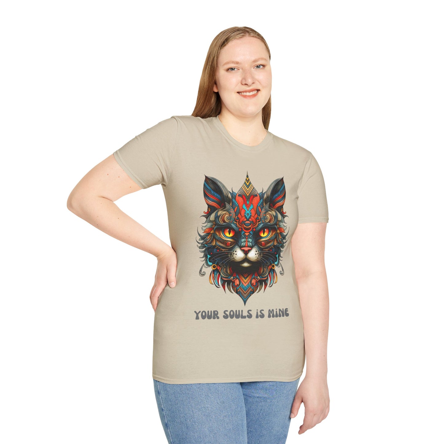 Your Soul is Mine Cat Lover's Unisex Tee Shirt, T-Shirt Cat Lovers Gift Softstyle T-Shirt Tee Teeshirt Stylized Exotic Cat