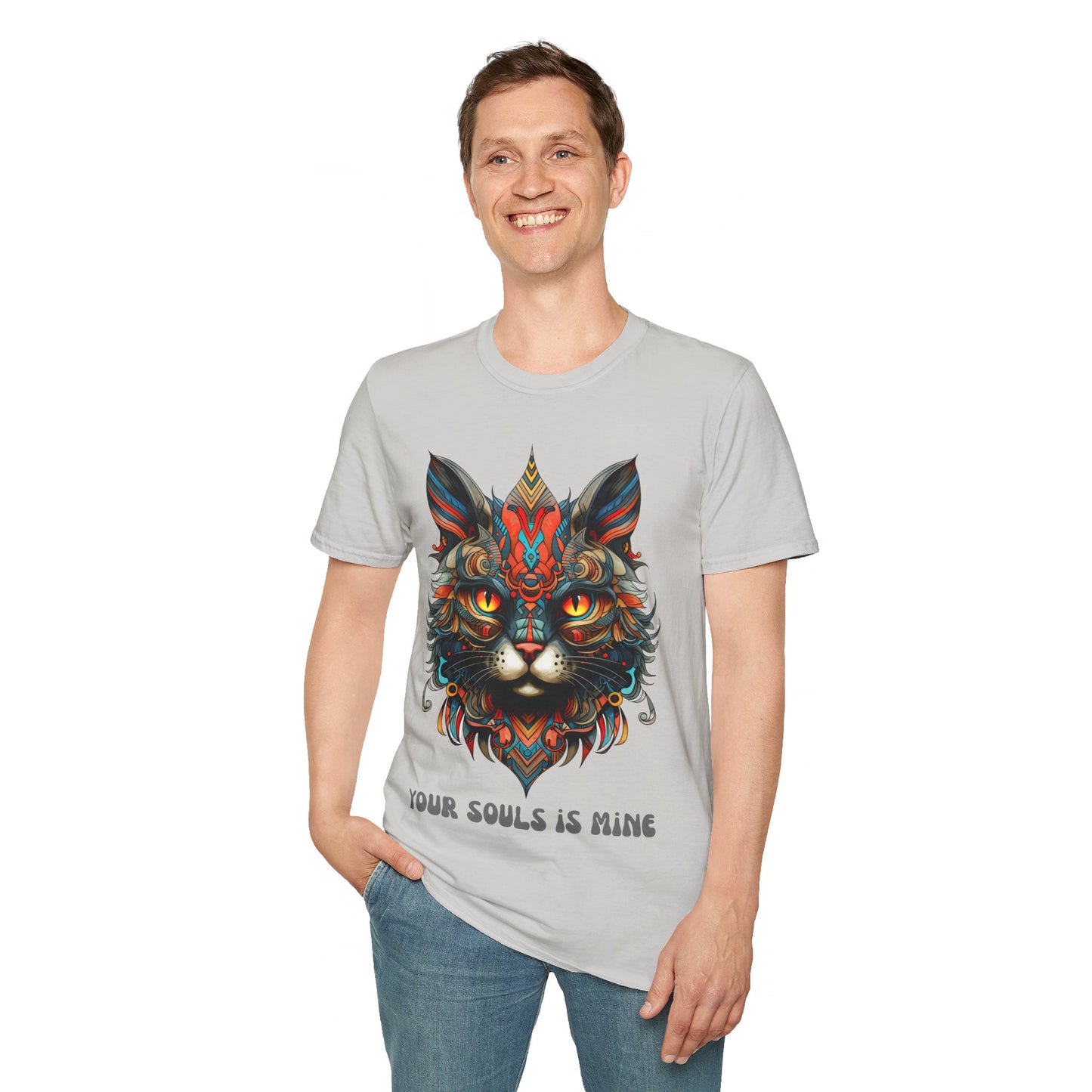 Your Soul is Mine Cat Lover's Unisex Tee Shirt, T-Shirt Cat Lovers Gift Softstyle T-Shirt Tee Teeshirt Stylized Exotic Cat