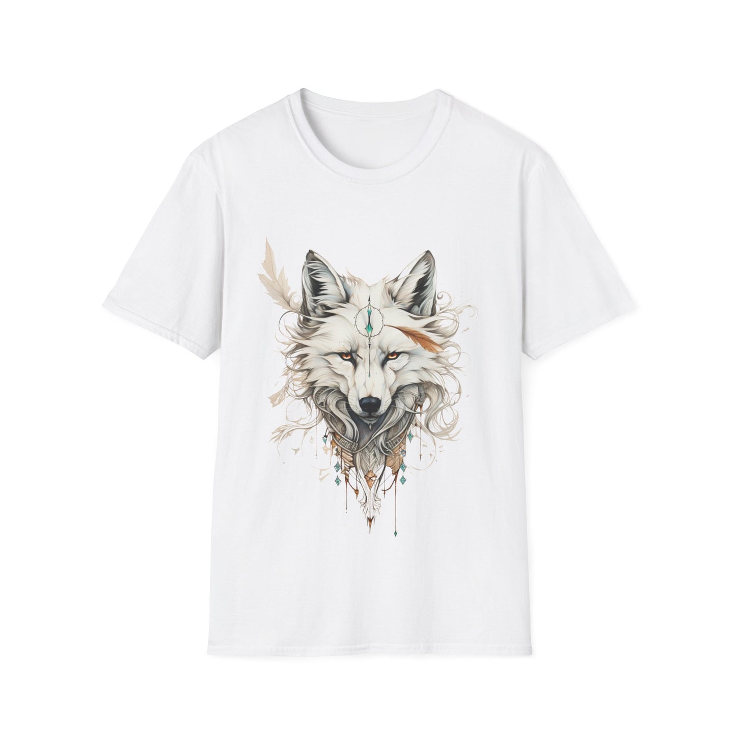 White Snow Fox Shirt, Fox Lover's Gift, Unisex Tee Shirt, T-Shirt Fox Totem Spirit Medicine Softstyle T-Shirt Tee Teeshirt White Fox