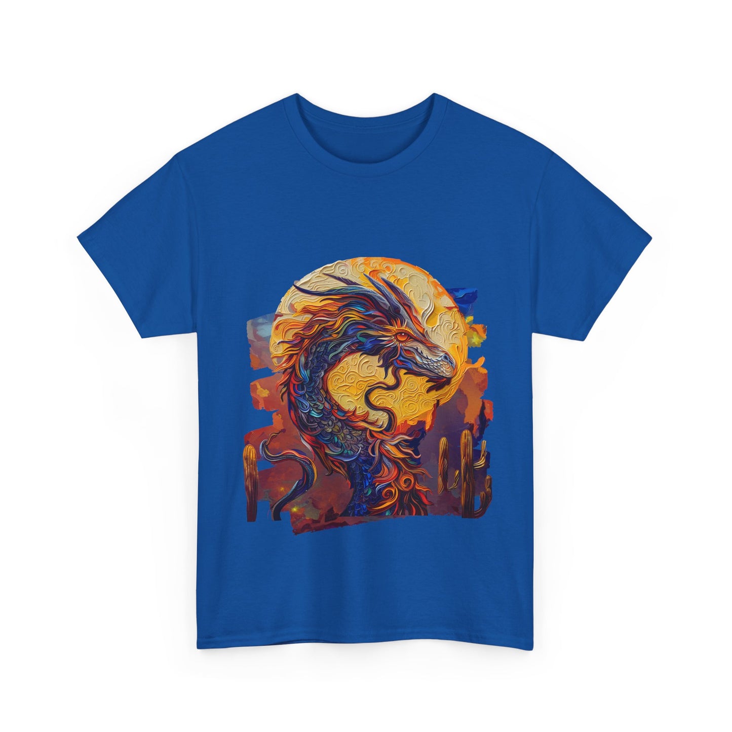 Desert Solar Dragon Graphic Tee - Dragon T-shirt - Dragon Lovers Unisex Heavy Cotton Tee T-Shirt