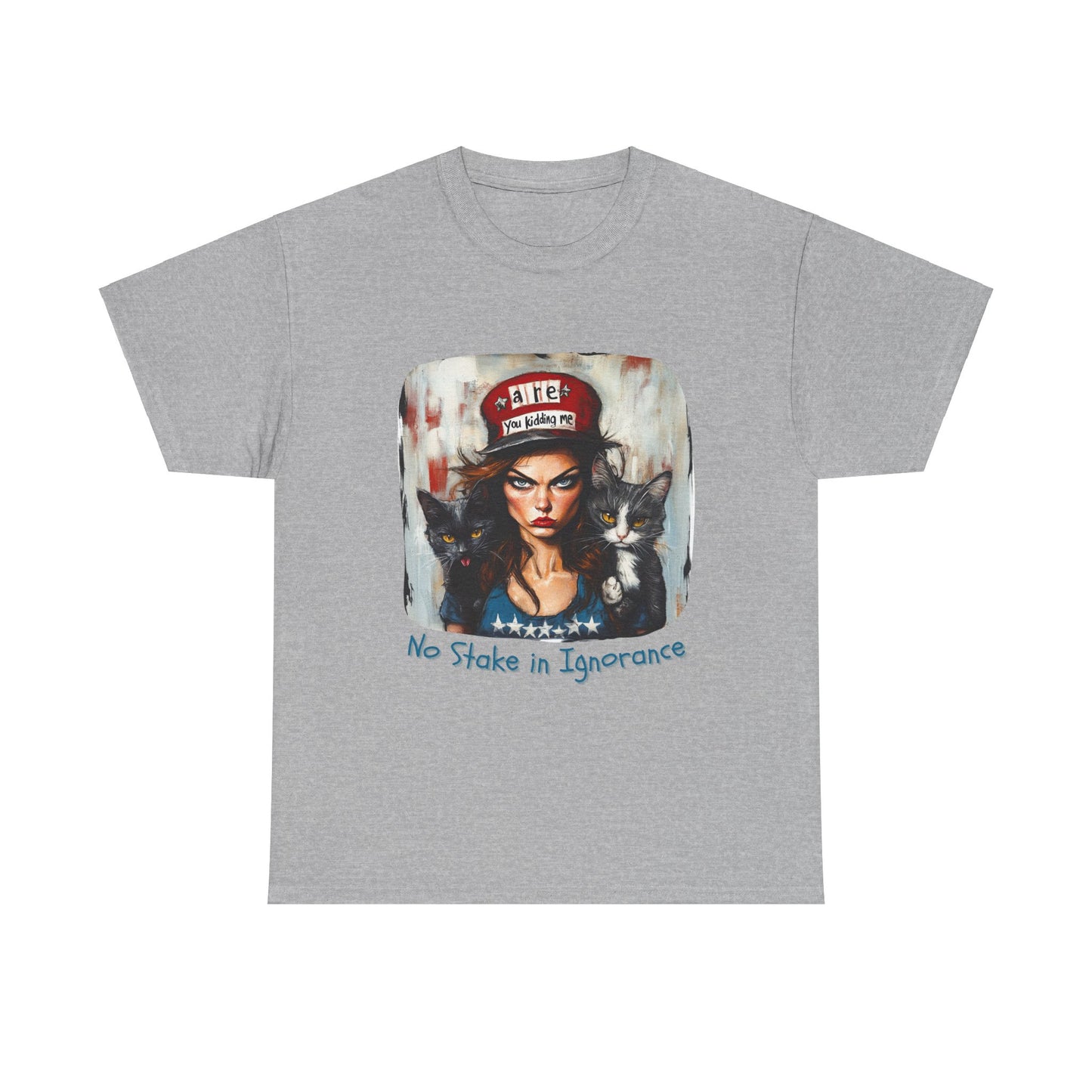 Childless Cat Lady Shirt - "No Stake in Ignorance" - , Say NO to Ignorance - Unisex Heavy Cotton Tee
