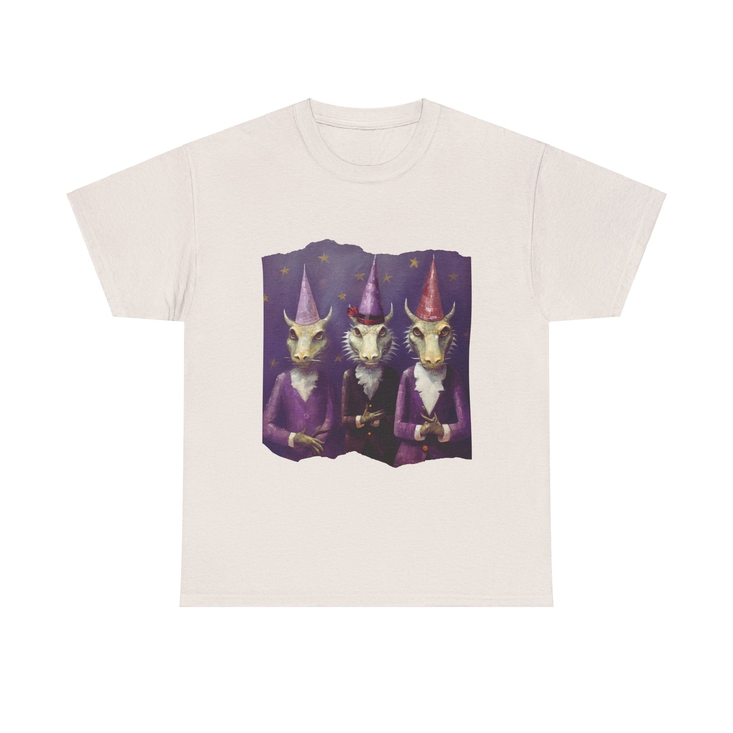 Dragon Elves Graphic Tee - Dragon in Santa Hat T-shirt - Dragon Lovers Unisex Heavy Cotton Tee T-Shirt