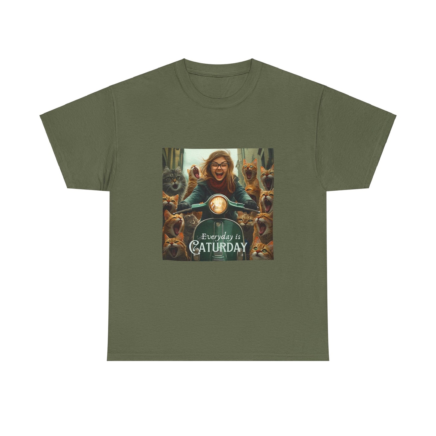 Childless Cat Lady Shirt - "Every Day is Caturday" - , Say NO to Ignorance -Unisex Heavy Cotton Tee
