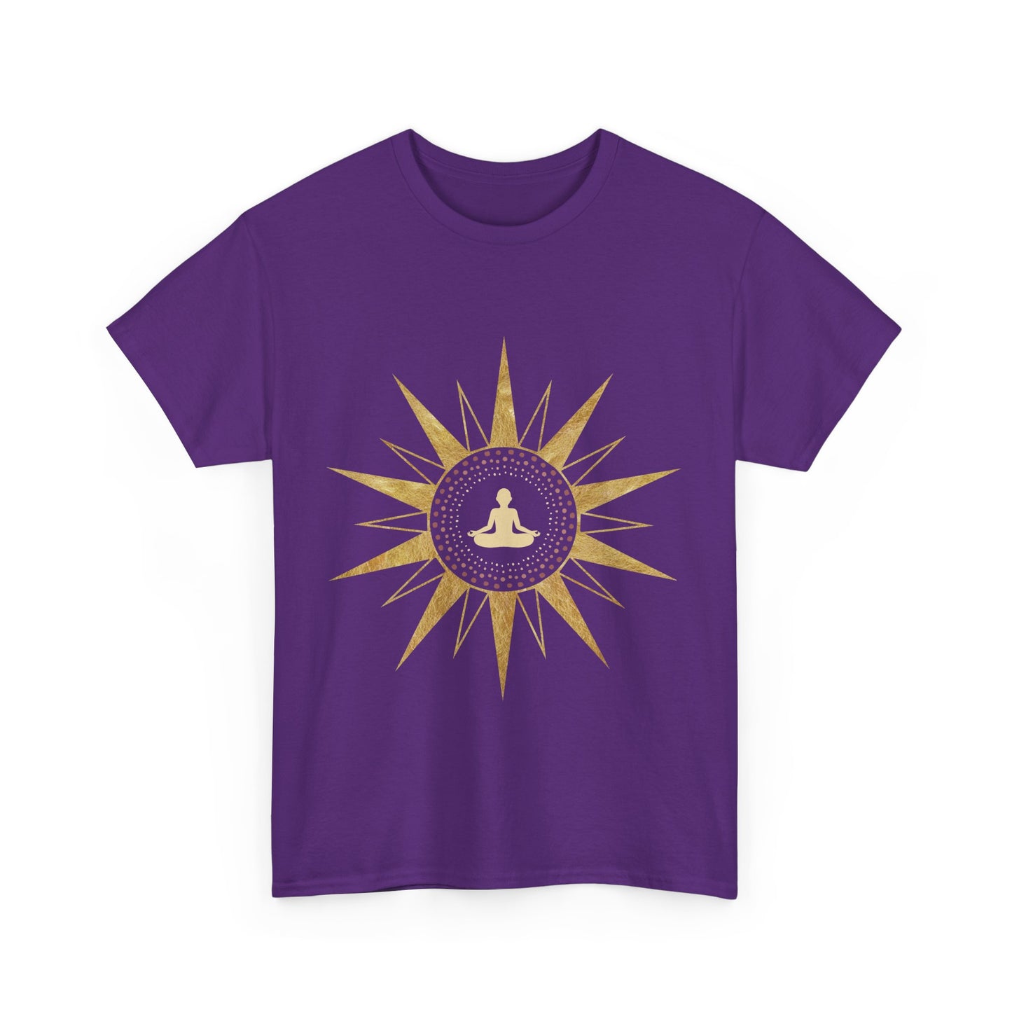 Buda in Sacred Geometry Golden Star Shirt - Graphic Tee - Yoga, Zen, Hindu Gifts Unisex Heavy Cotton Graphic Tee T-Shirt