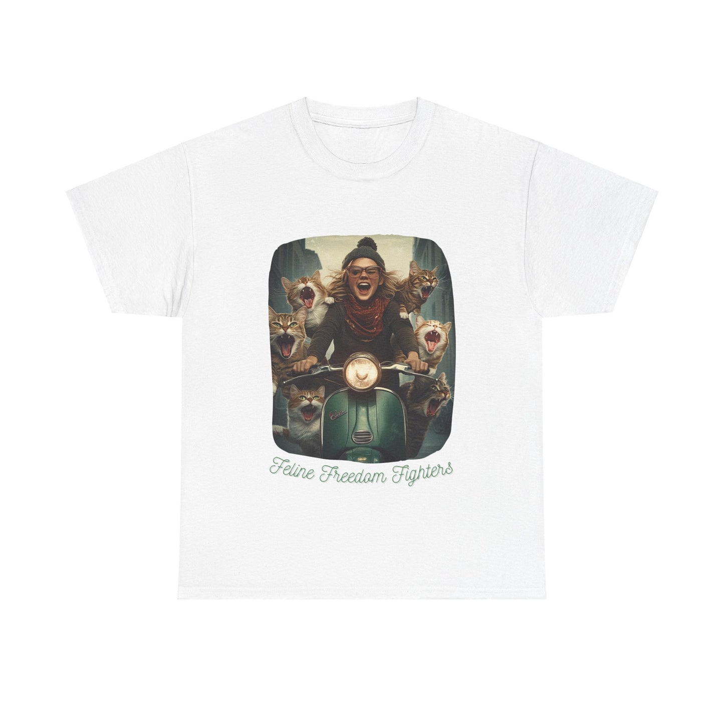 Childless Cat Lady Shirt - "Feline Freedom Fighters" - Say NO to Ignorance-Unisex Heavy Cotton Tee