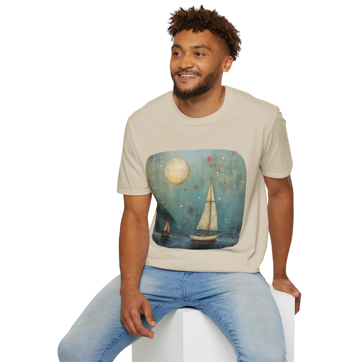 Nautical, Sailing Lover's Peaceful Seas Unisex Tee Shirt, T-Shirt Sailing Gift Softstyle T-Shirt Tee Teeshirt Nautical Florida Gift