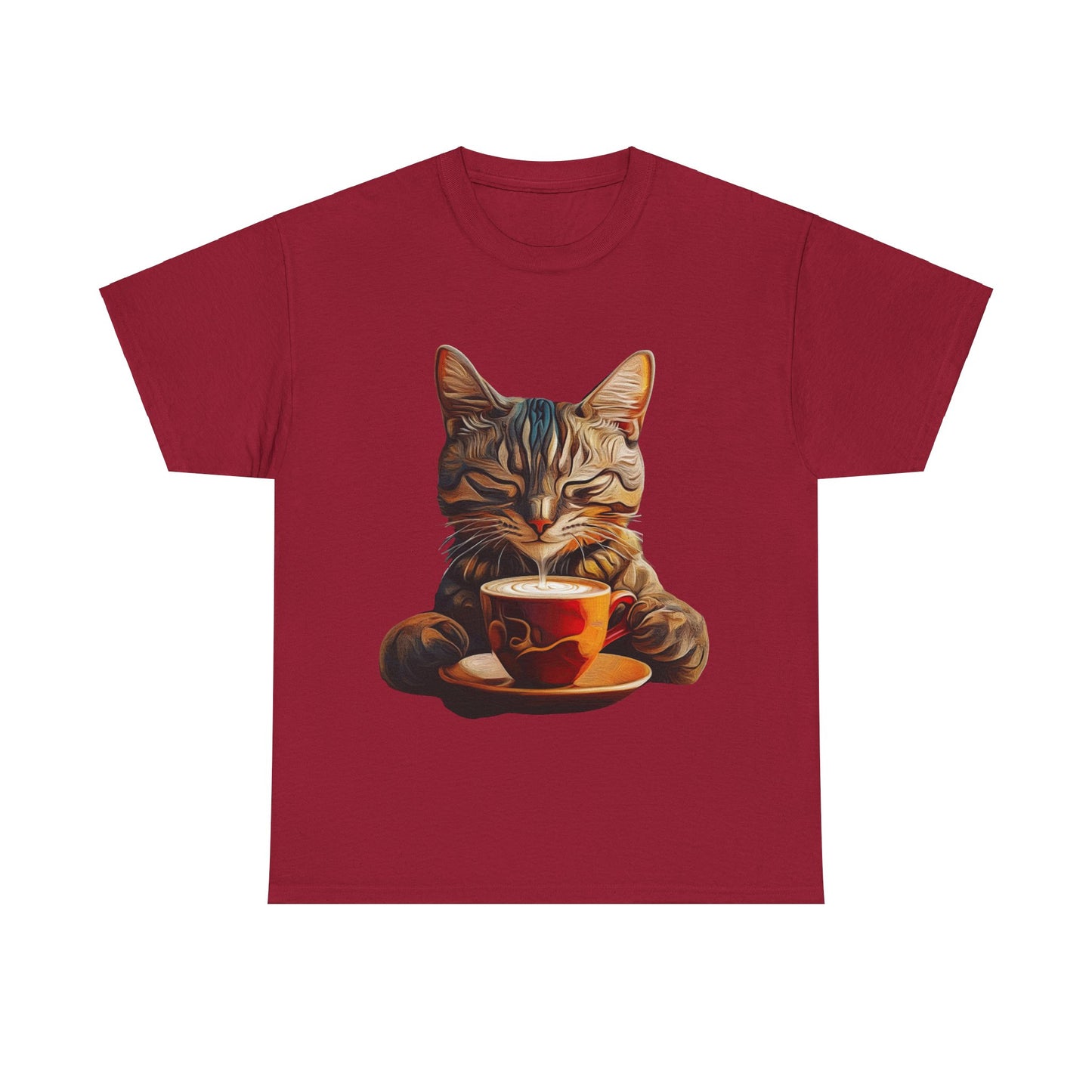 Coffee Cat - (V3) Cats and Coffee , Tea Shirt - T-shirt Coffee Lover - Cat Lover Unisex Heavy Cotton Tee T-Shirt