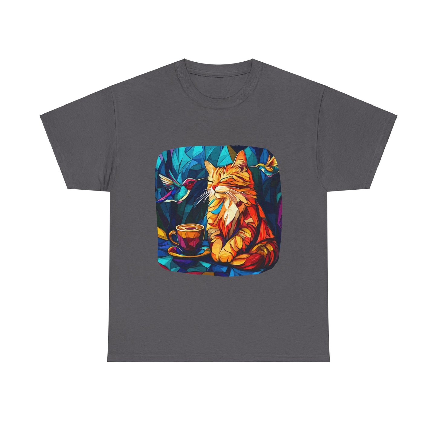 Coffee Cat (V2) - Cats and Coffee , Tea Shirt - T-shirt Coffee Lover - Cat Lover Unisex Heavy Cotton Tee T-Shirt