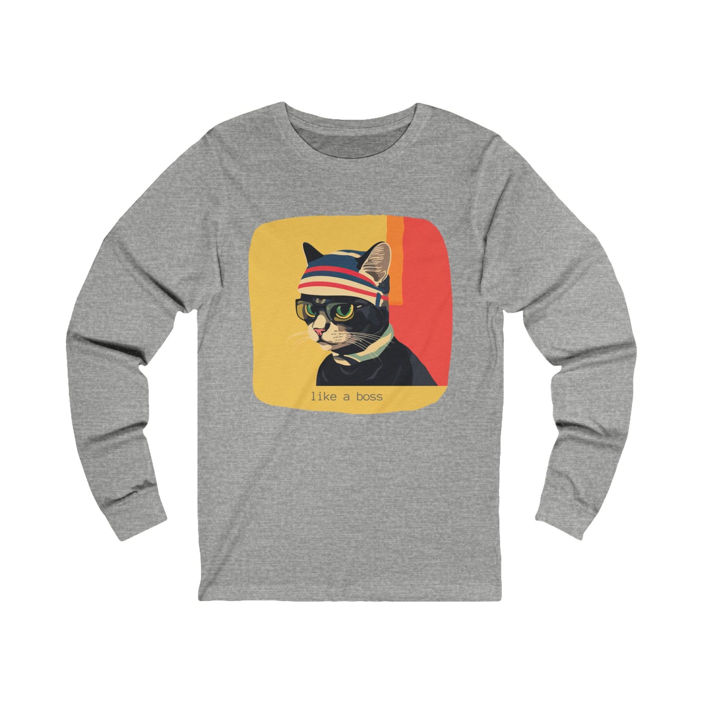 Like a Boss Cat Nerd, Boss Geeky Cat Lover T-shirt Gift Unisex Jersey Long Sleeve Tee Shirt, T-Shirt, Cat Lovers Gift
