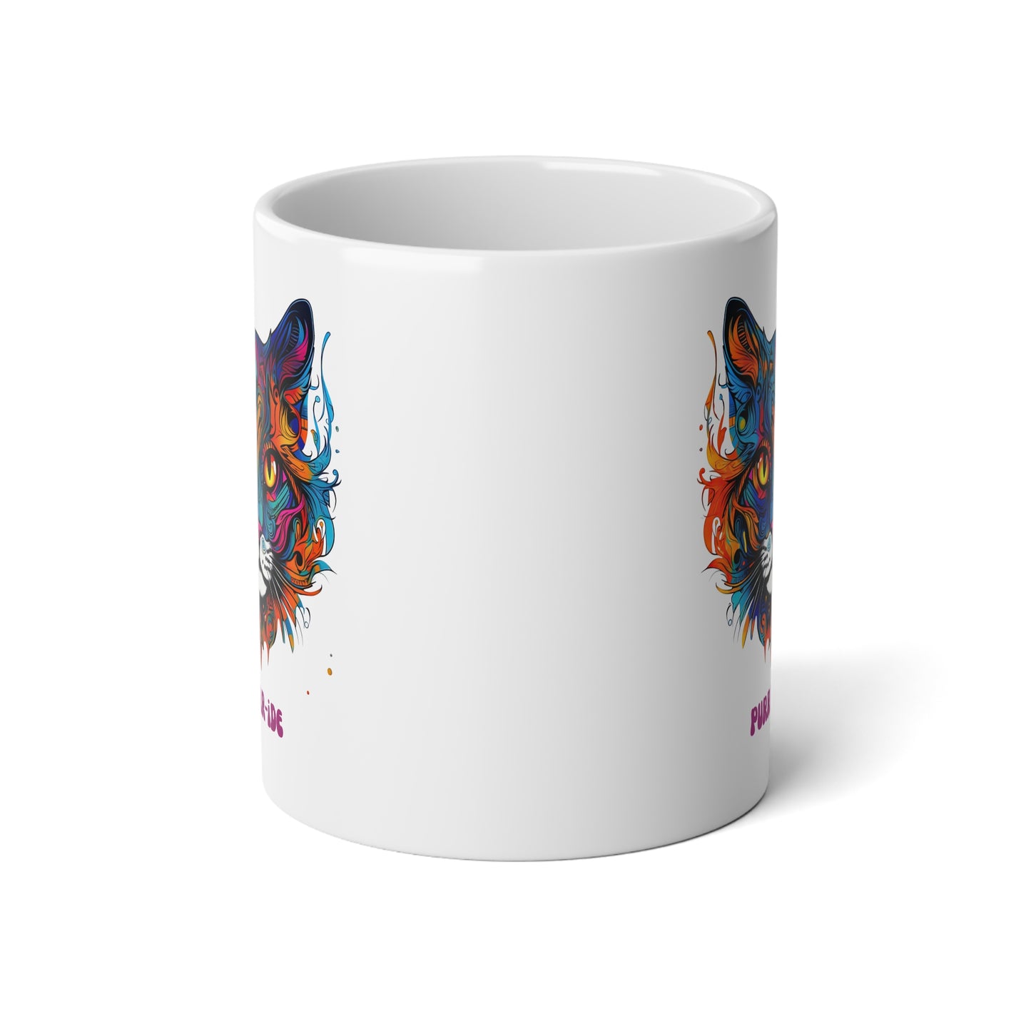 Purr-ide Pride Cat, LGBTQ+ Christmas Gift Mug, Jumbo 20 oz Mug XL Size Mug- Exotic Pride Cat Gift